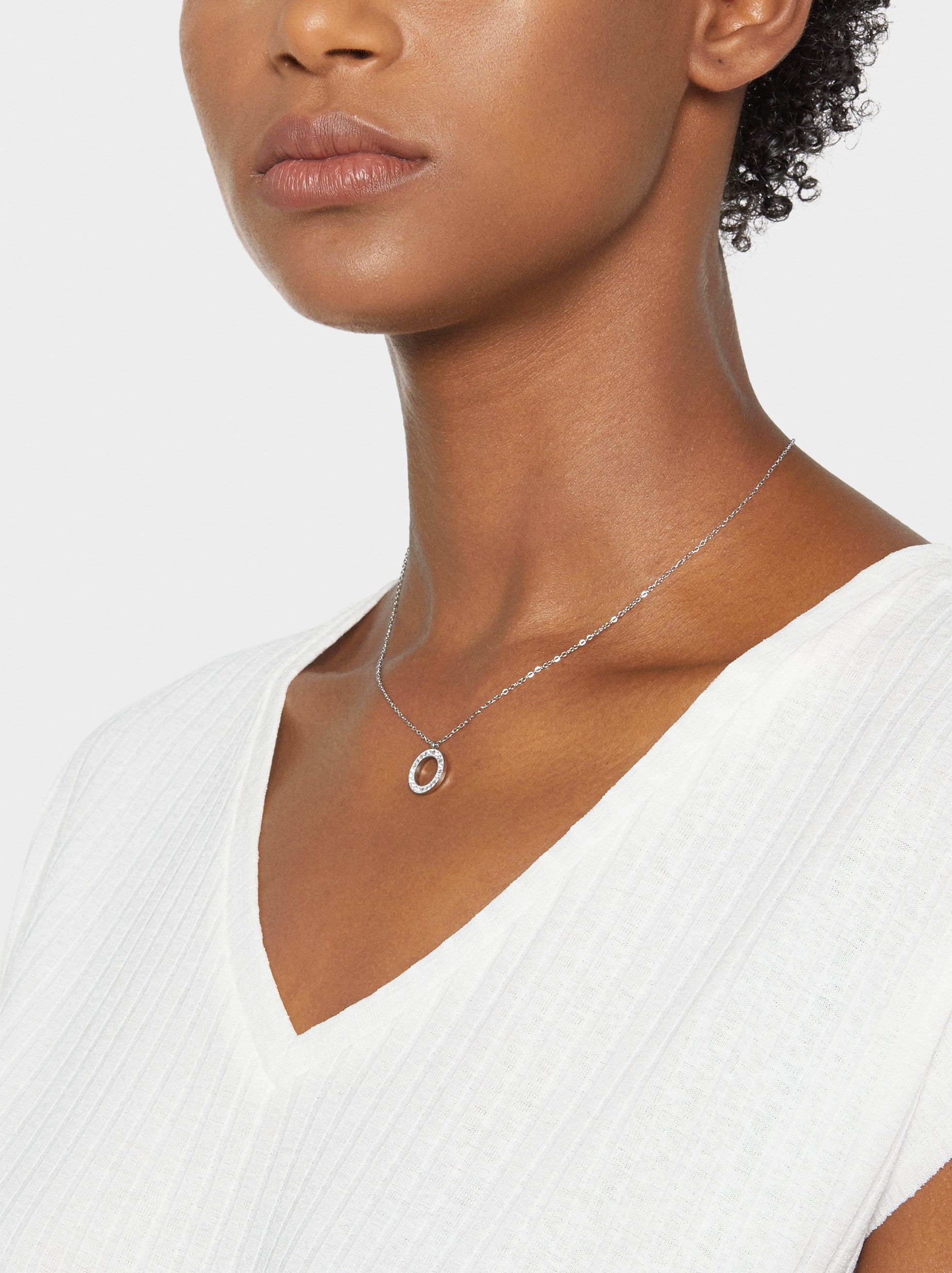 Collar Colgante De Aro Con Cristales - Acero Inoxidable