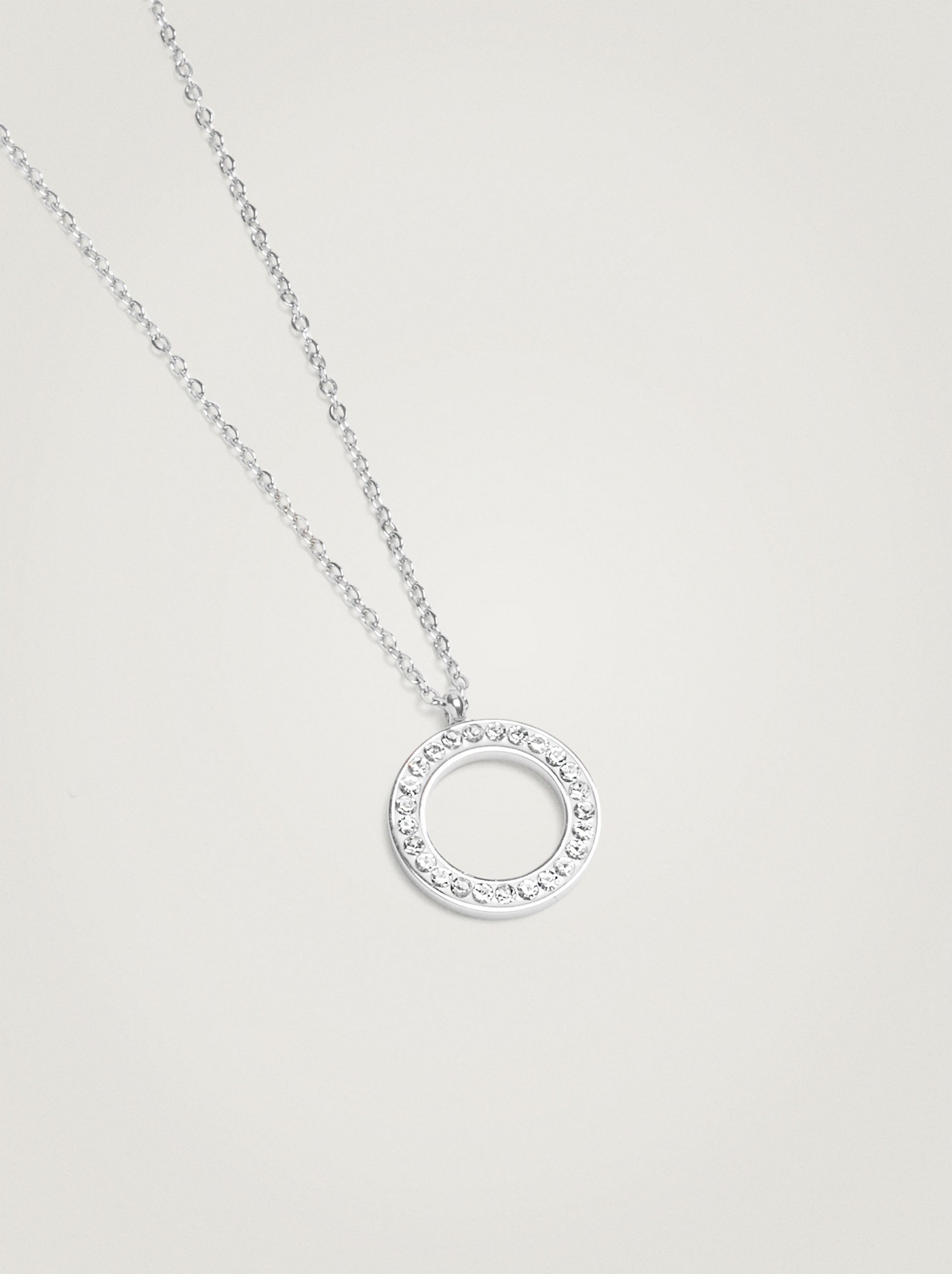 Collar Colgante De Aro Con Cristales - Acero Inoxidable