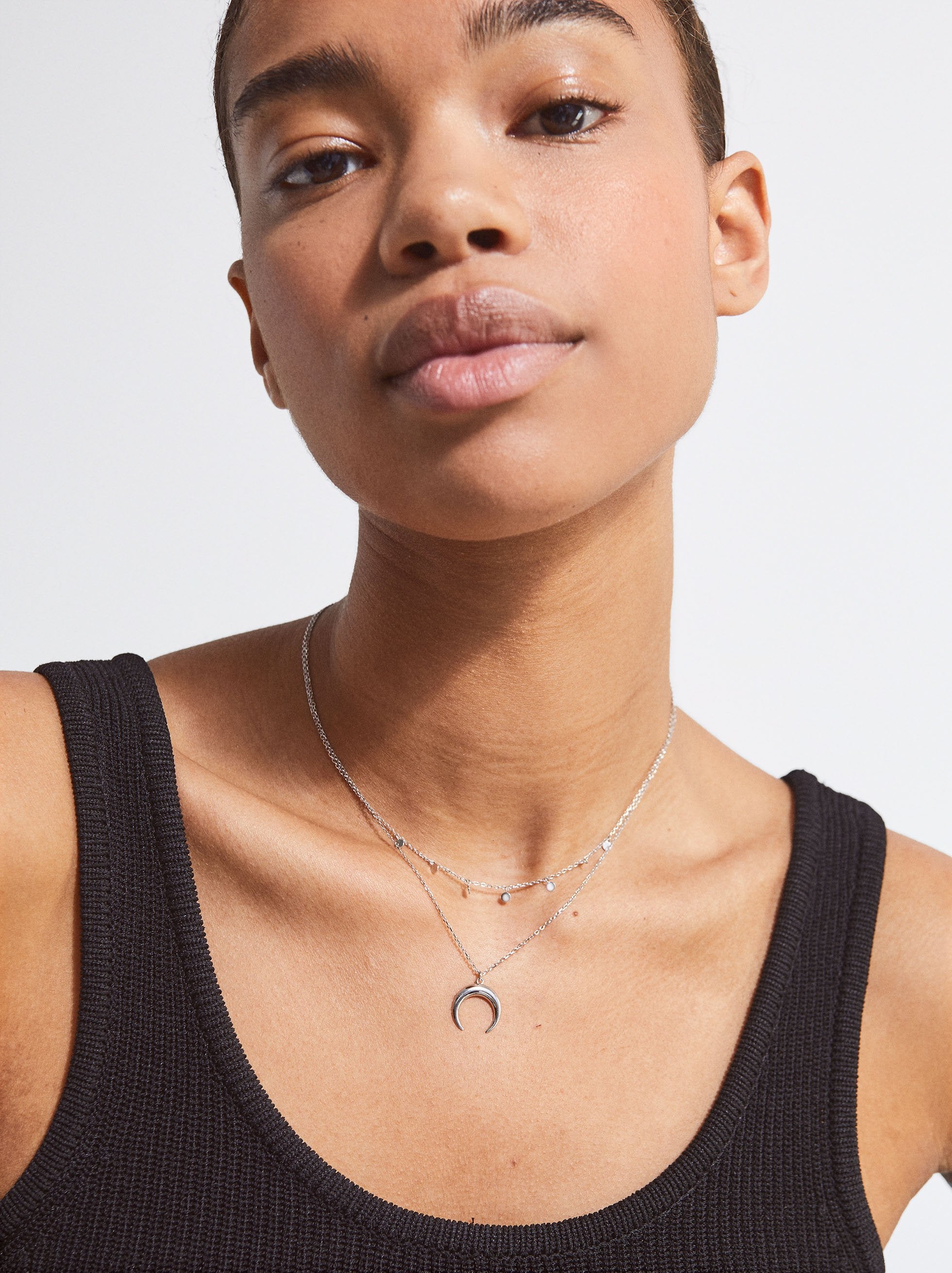 Collar Corto De Plata 925 Con Cuerno