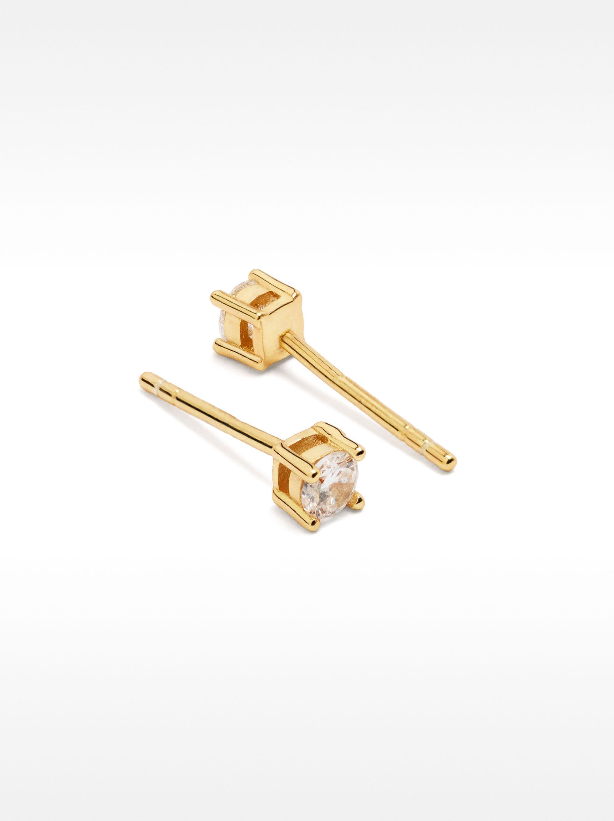 Pendientes Cortos De Plata 925 Con Circonitas