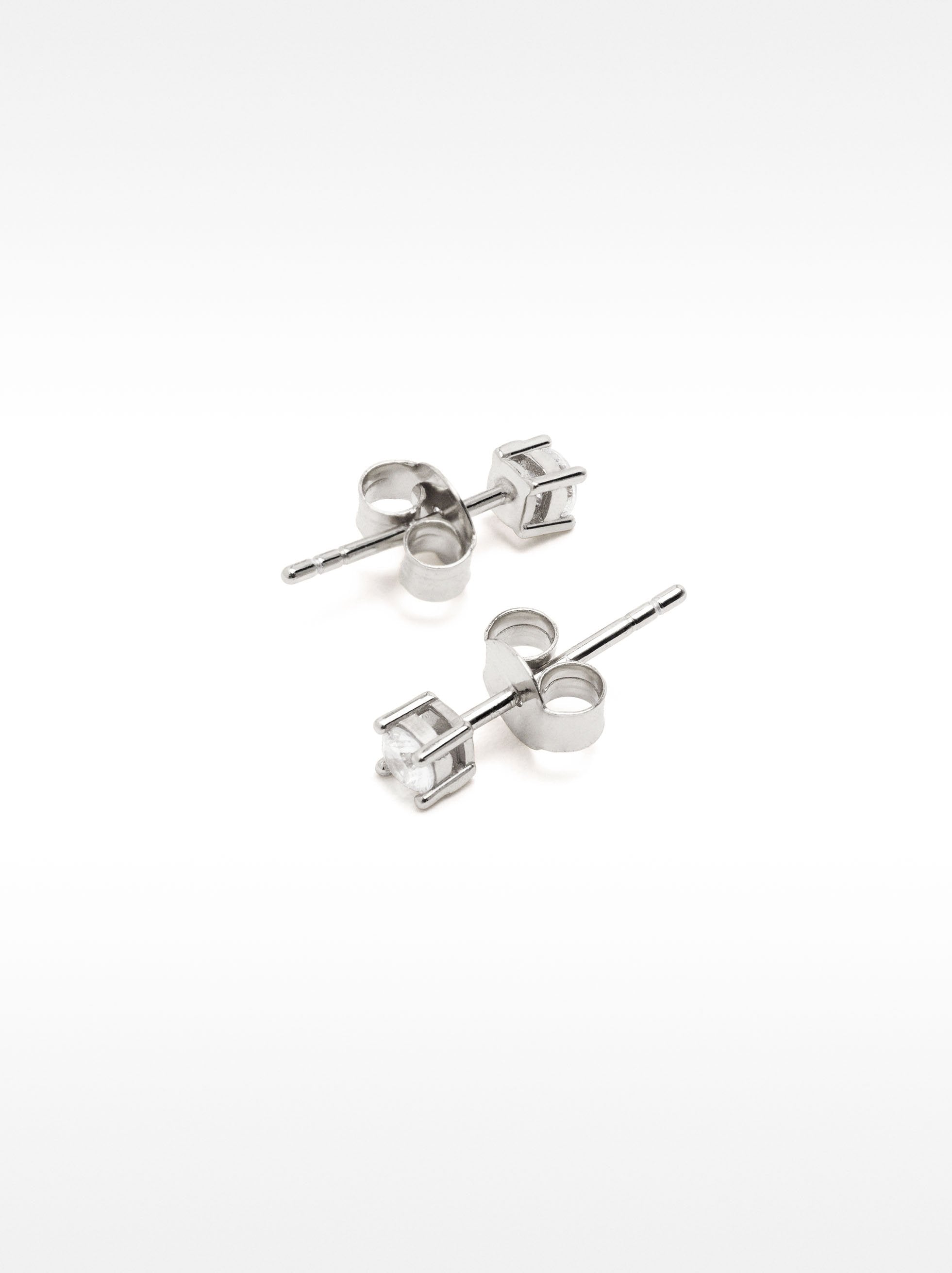 Pendientes Cortos De Plata 925 Con Circonitas