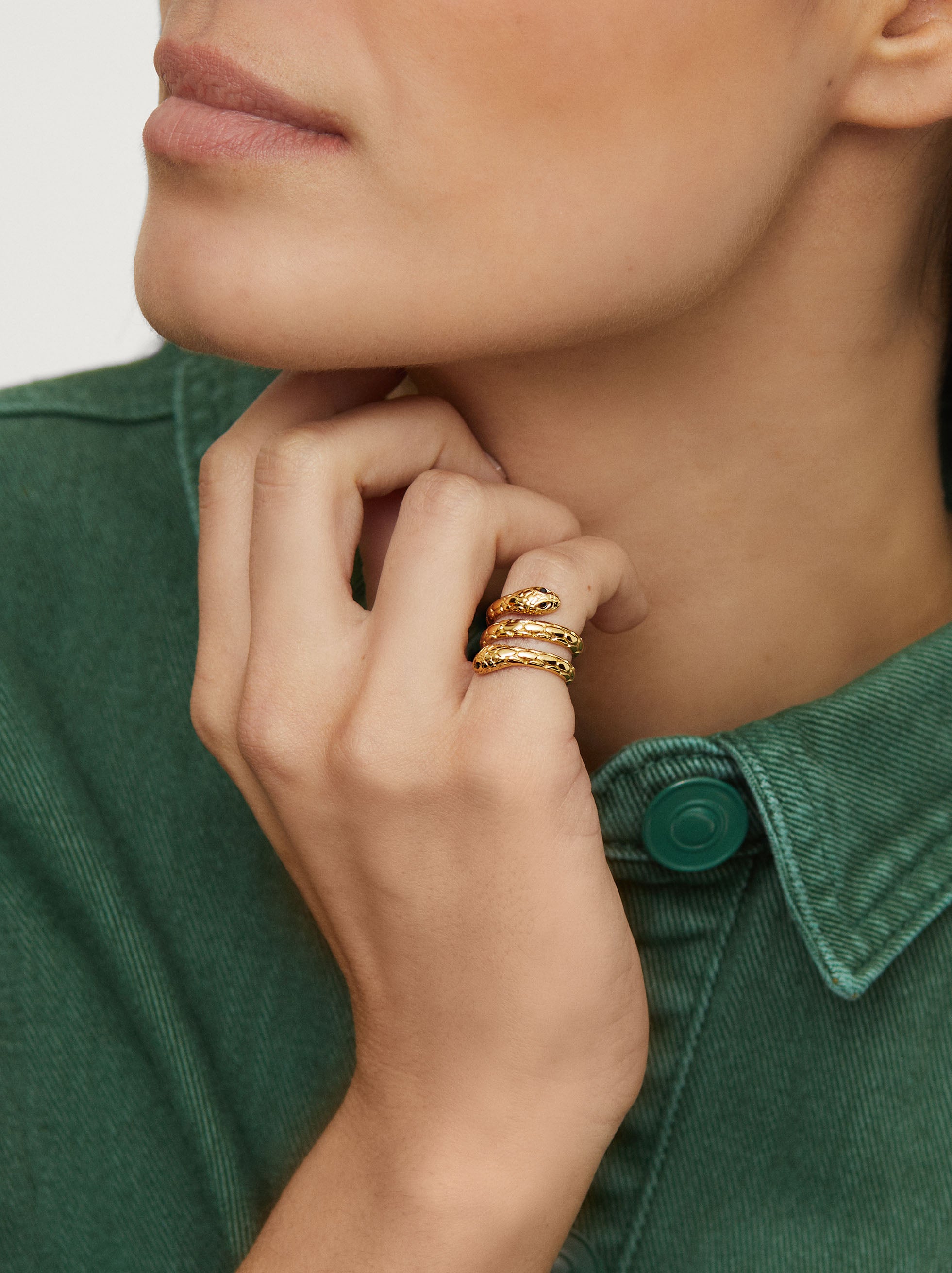 Anillo De Acero Inoxidable Con Serpiente Meñique