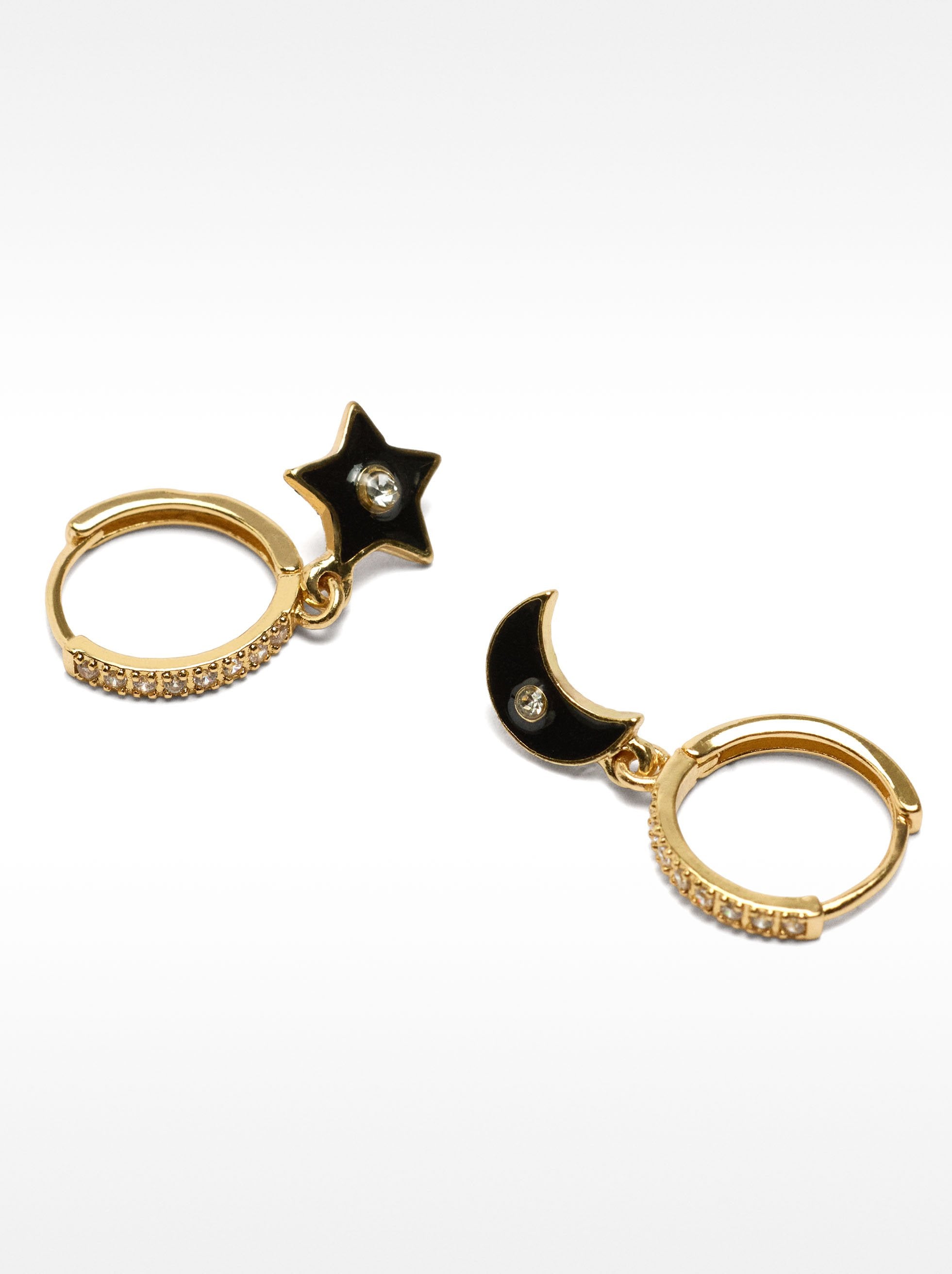 Pendientes De Aro Cortos Luna Y Estrella