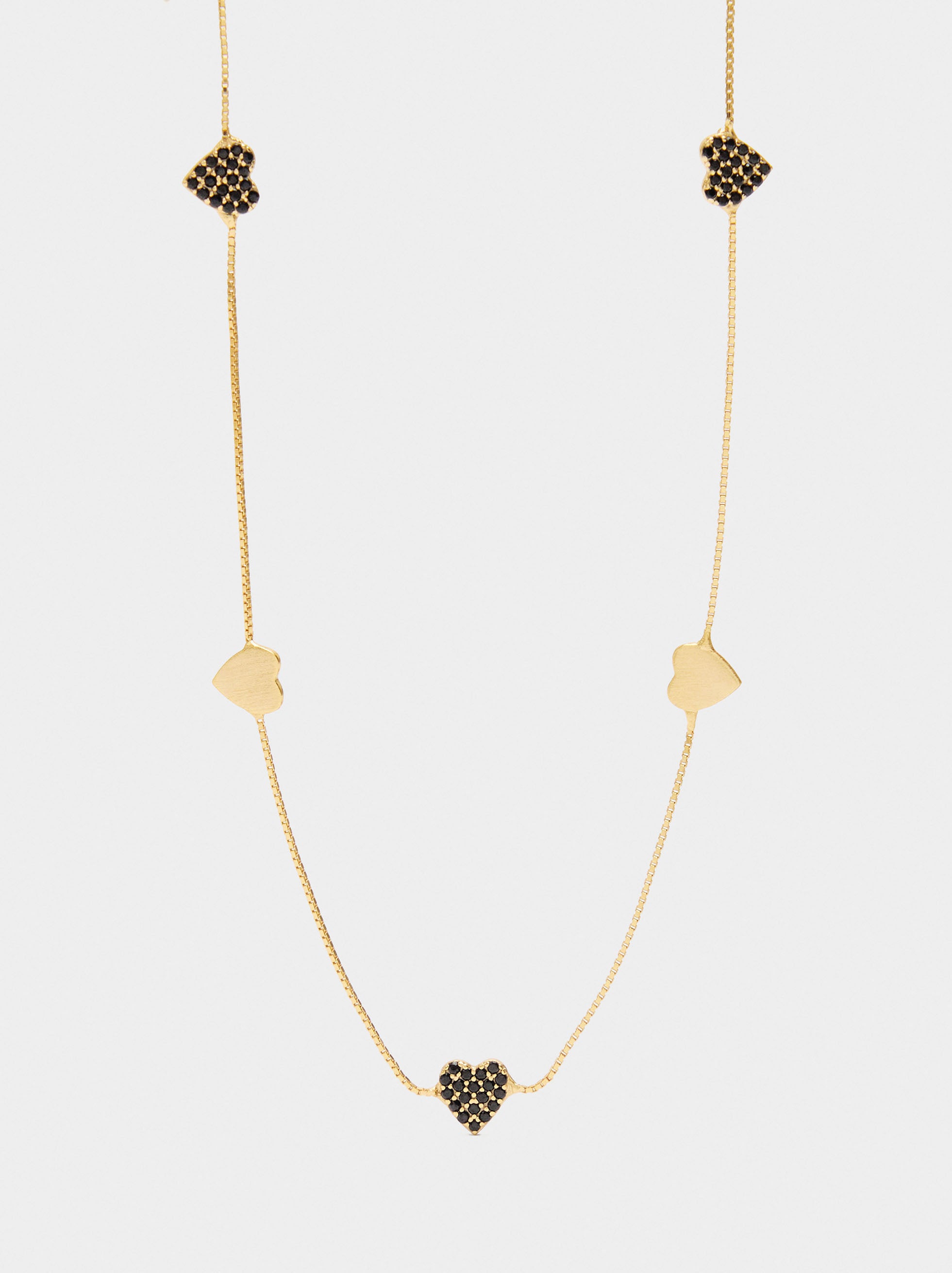 Collar Con Corazones Cristal - Plata De Ley 925
