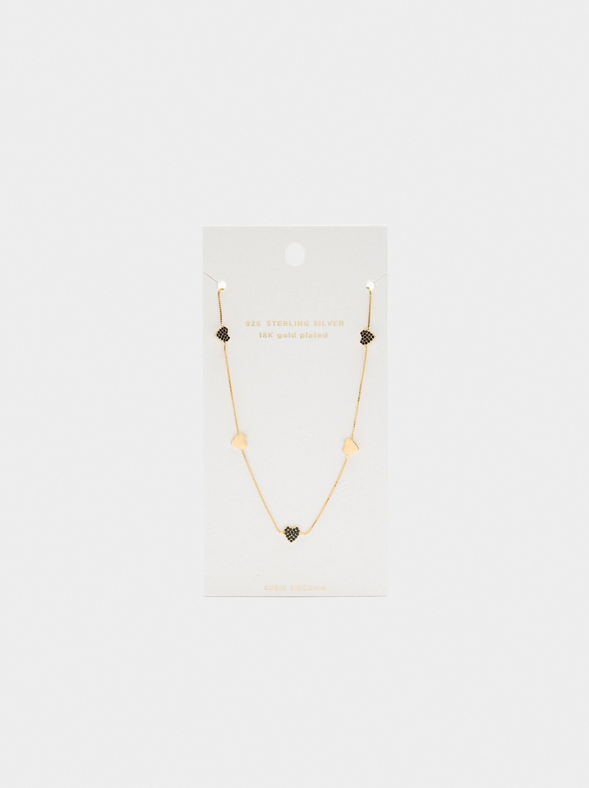 Collar Con Corazones Cristal - Plata De Ley 925
