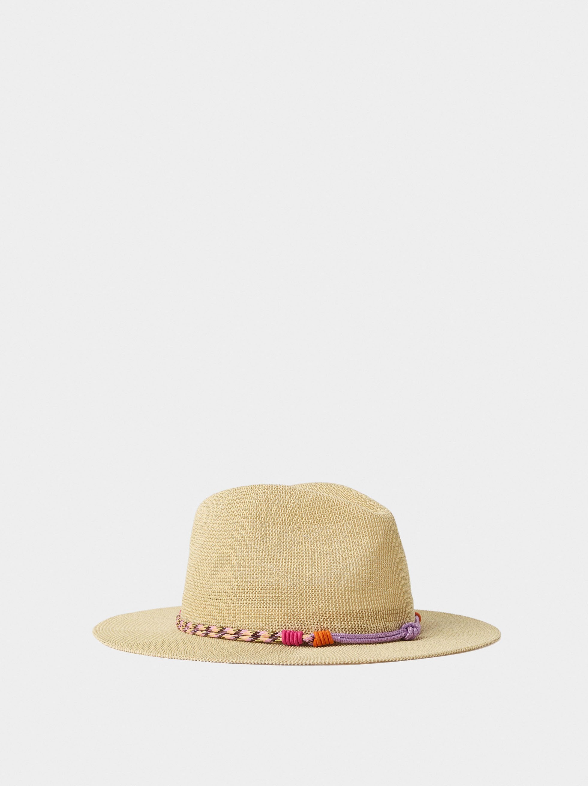 Sombrero Efecto Rafia Con Cinta