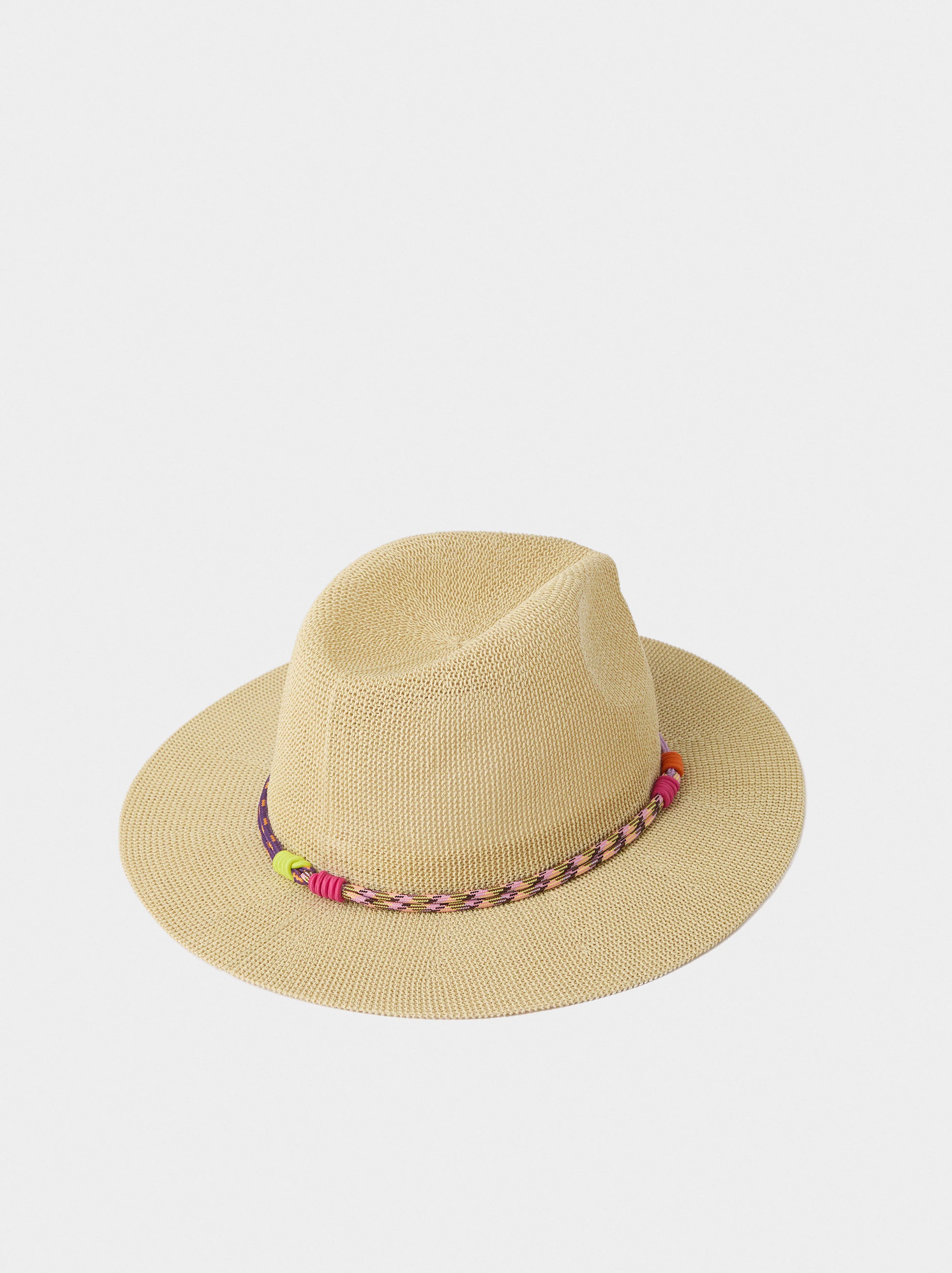 Sombrero Efecto Rafia Con Cinta
