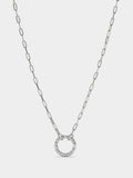 Collar De Eslabones Pendente Con Circonitas - Plata De Ley 925