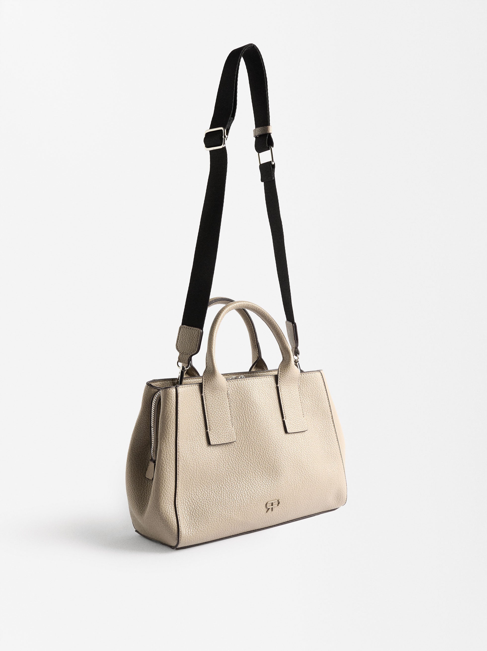 Bolso Tote Con Textura Y Bandolera
