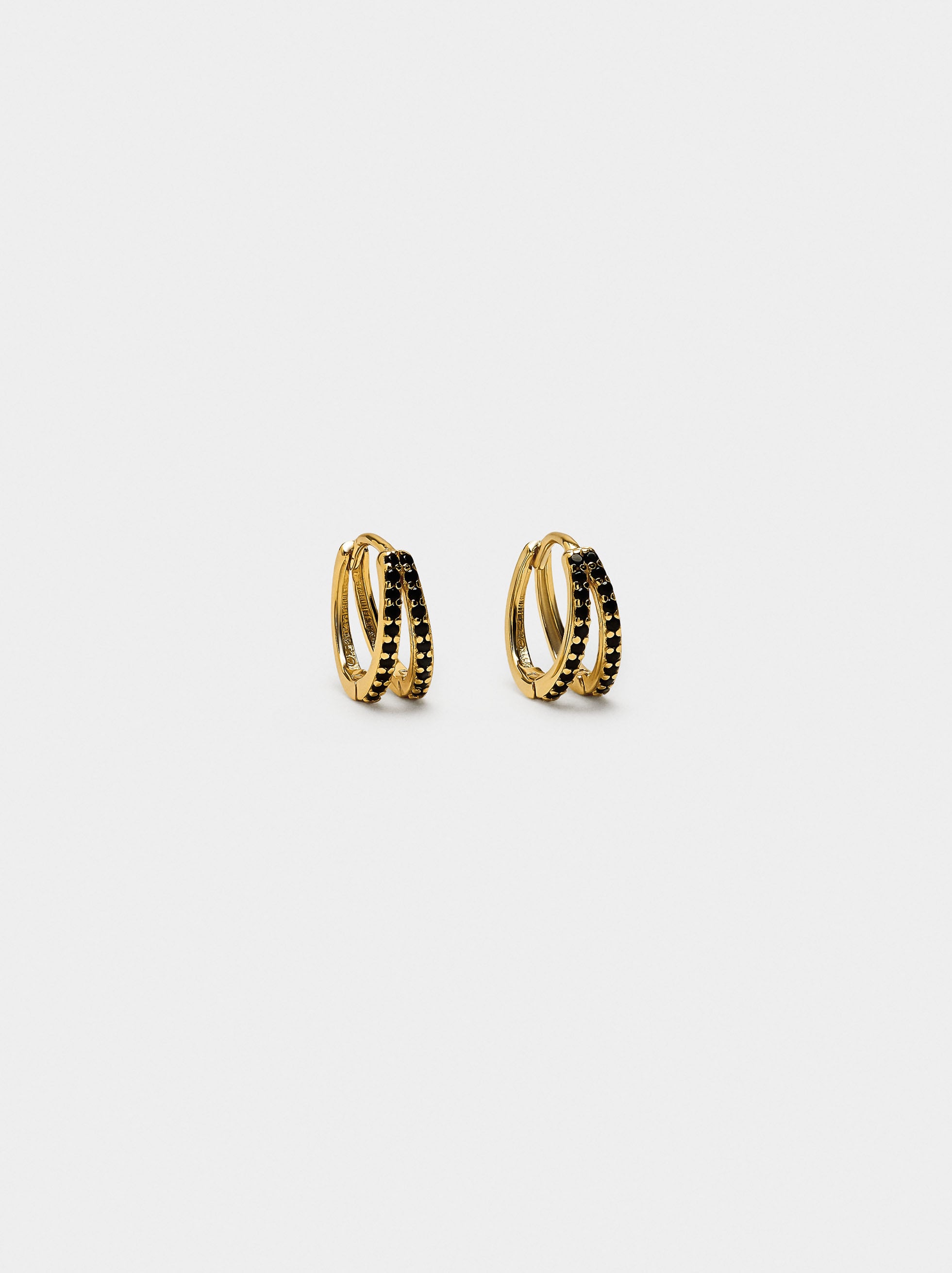 Aros Dobles Con Circonitas - Plata De Ley 925
