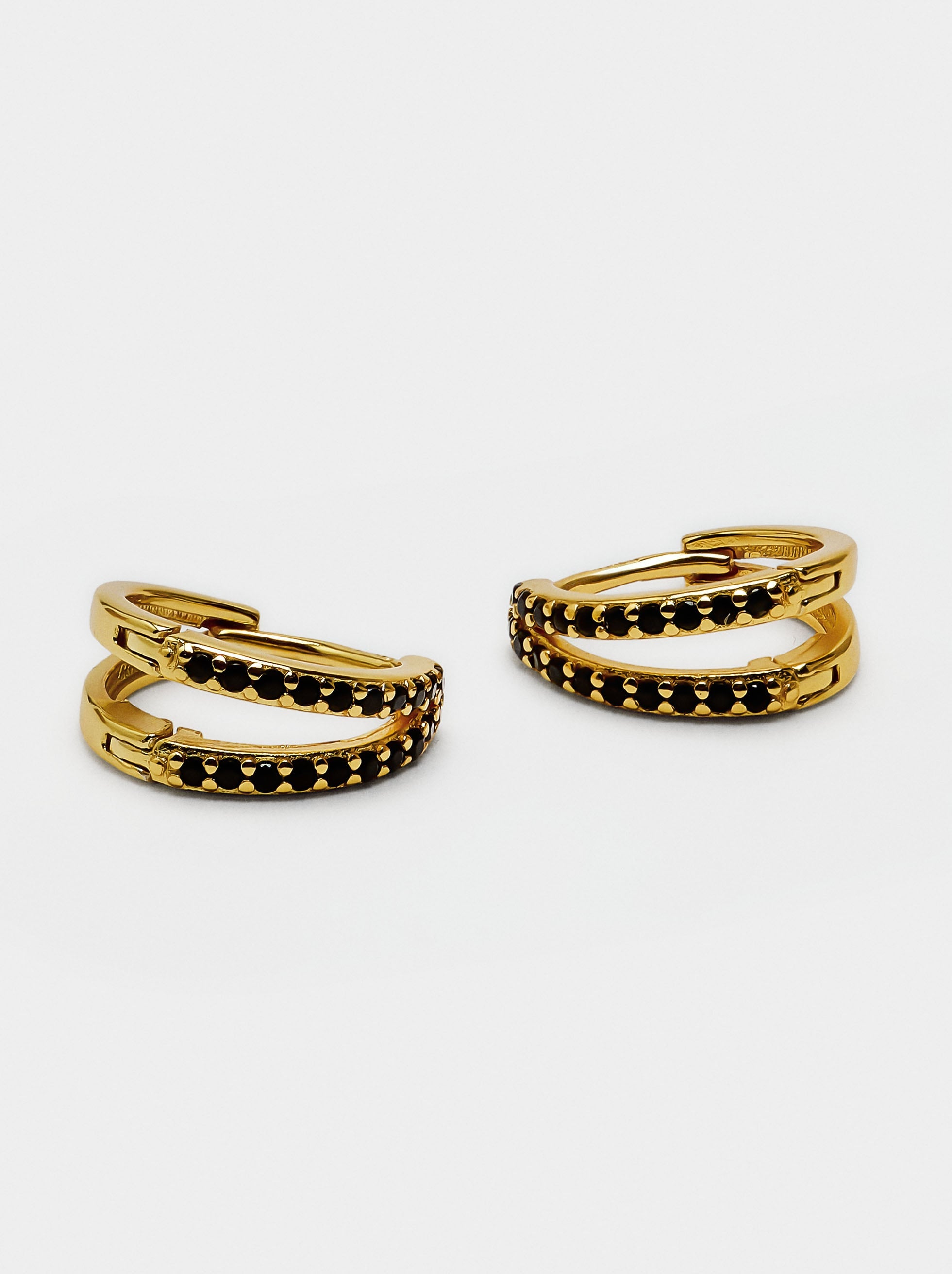 Aros Dobles Con Circonitas - Plata De Ley 925