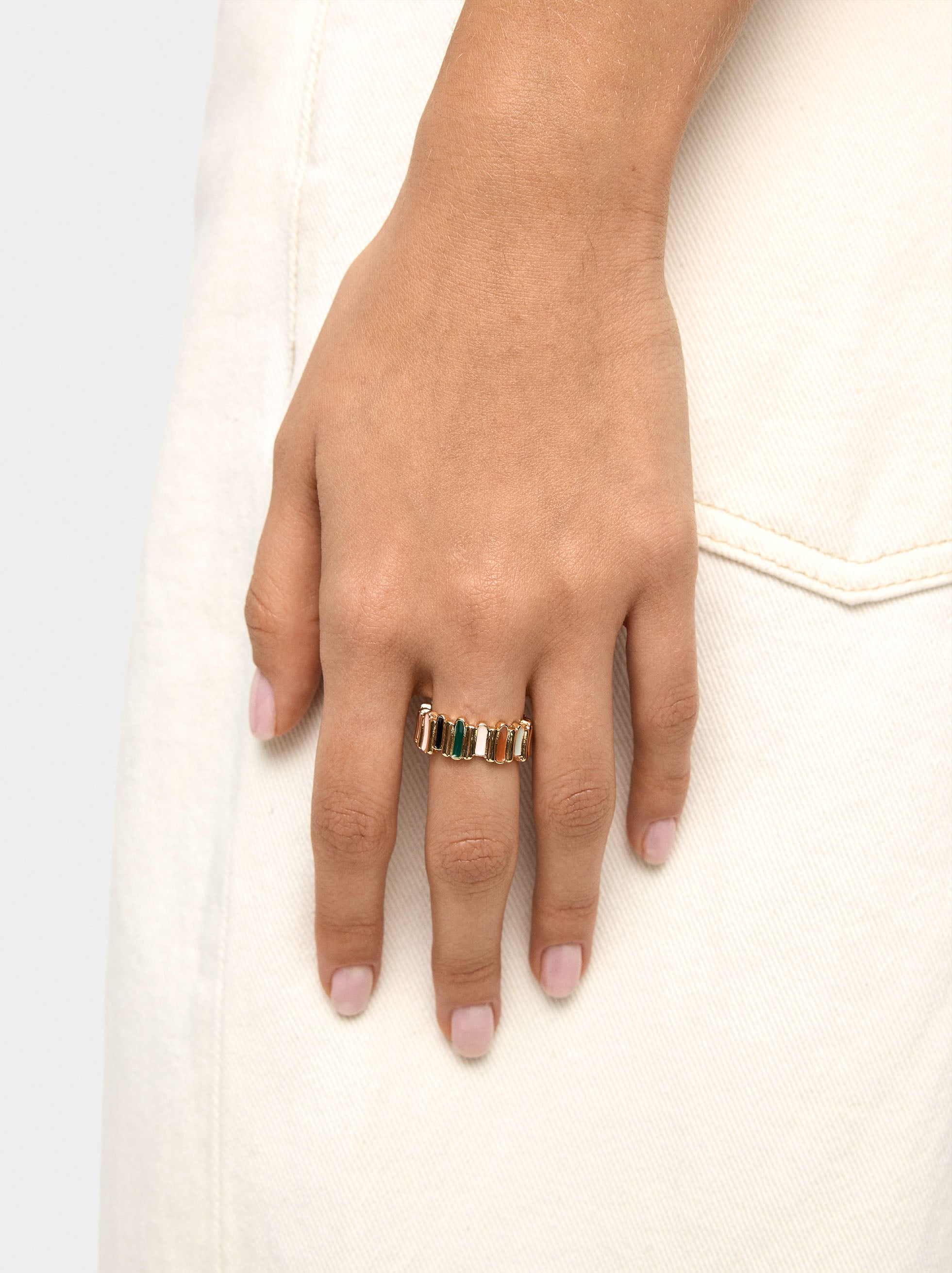 Anillo Con Rayas Esmaltado