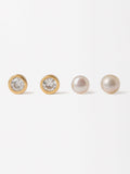 Set De Pendientes Perlas Cristal - Plata De Ley 925