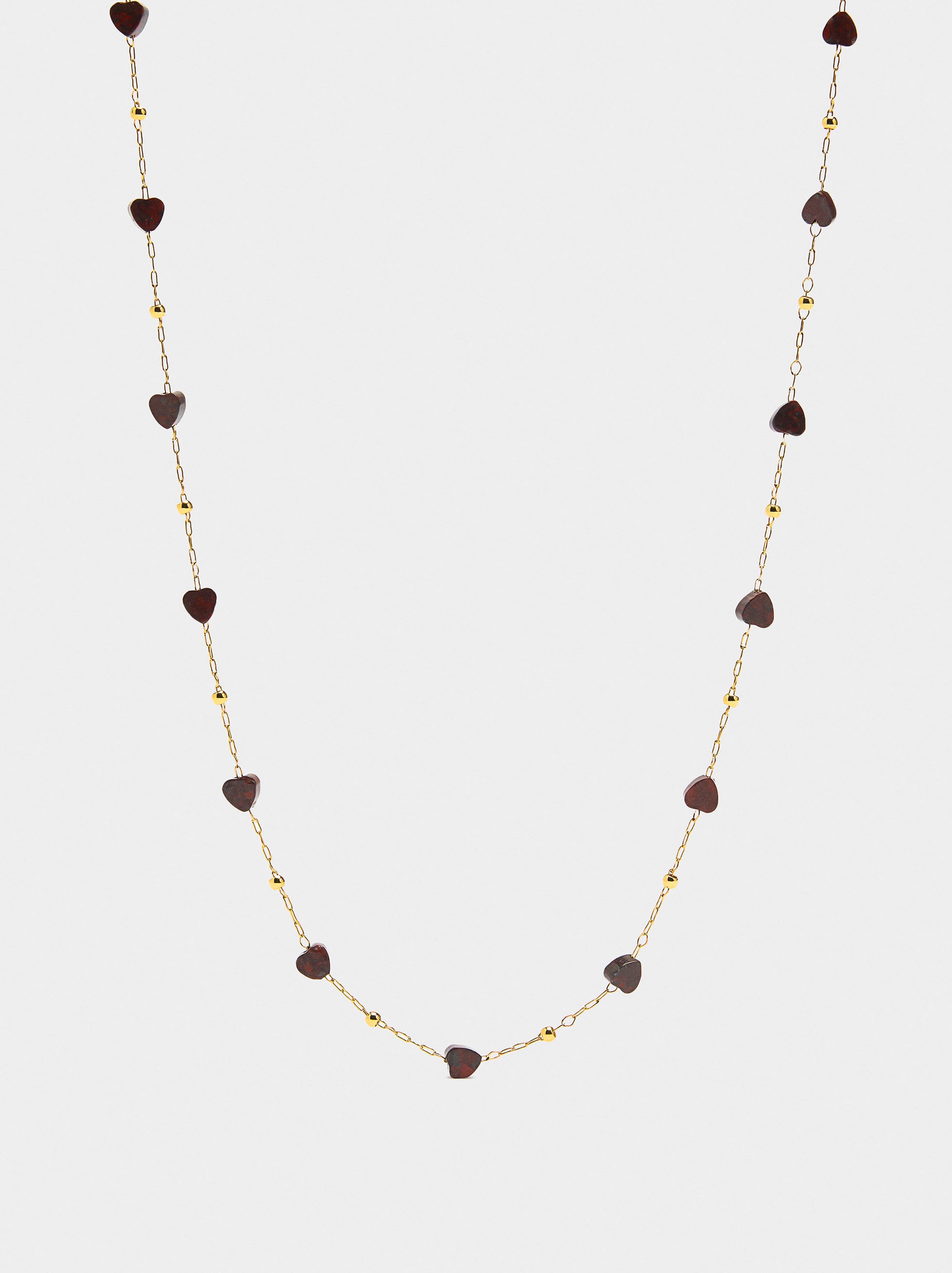 Collar Corazones De Piedra - Acero Inoxidable