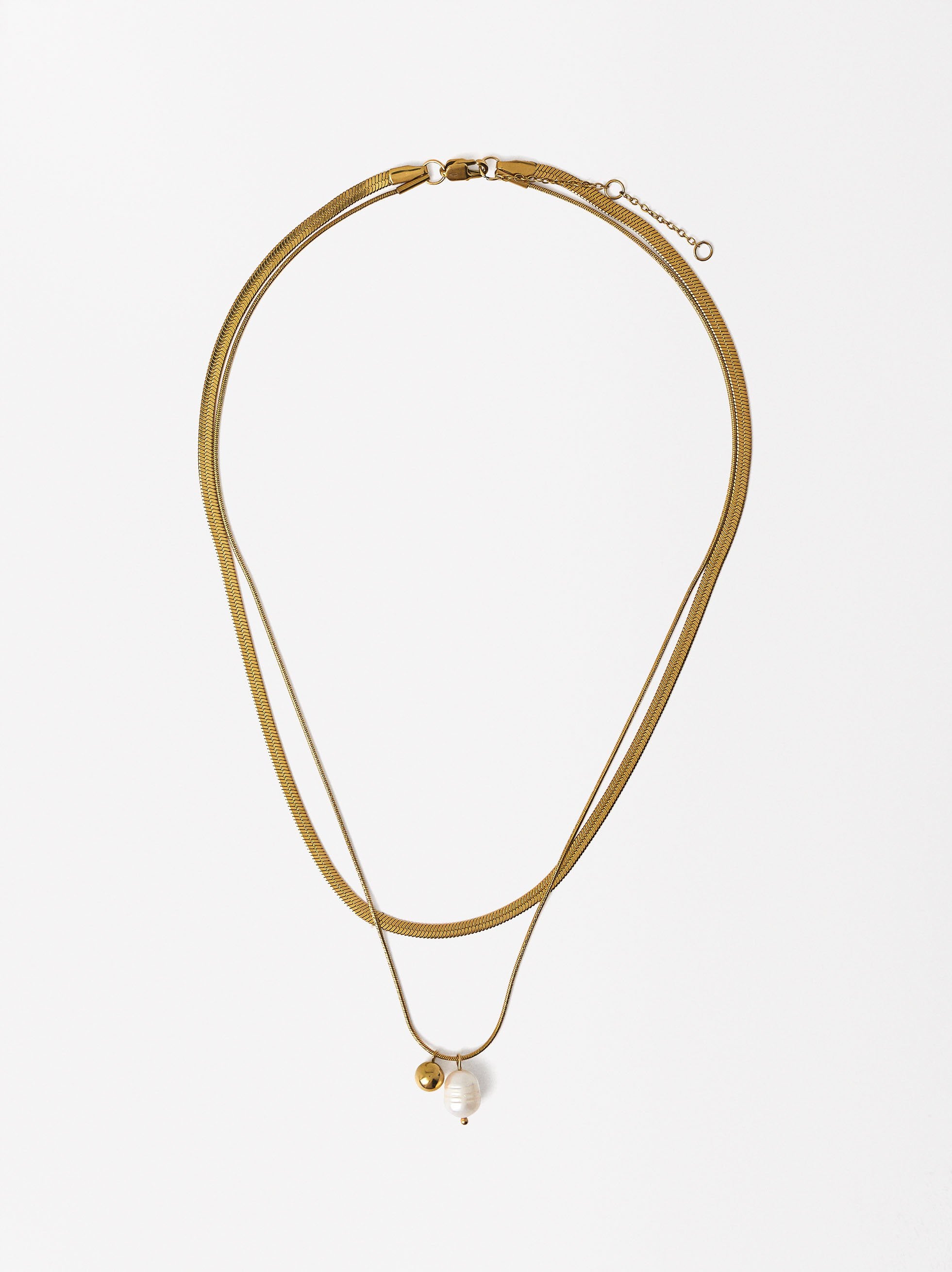 Set De Collares De Perlas - Acero Inoxidable