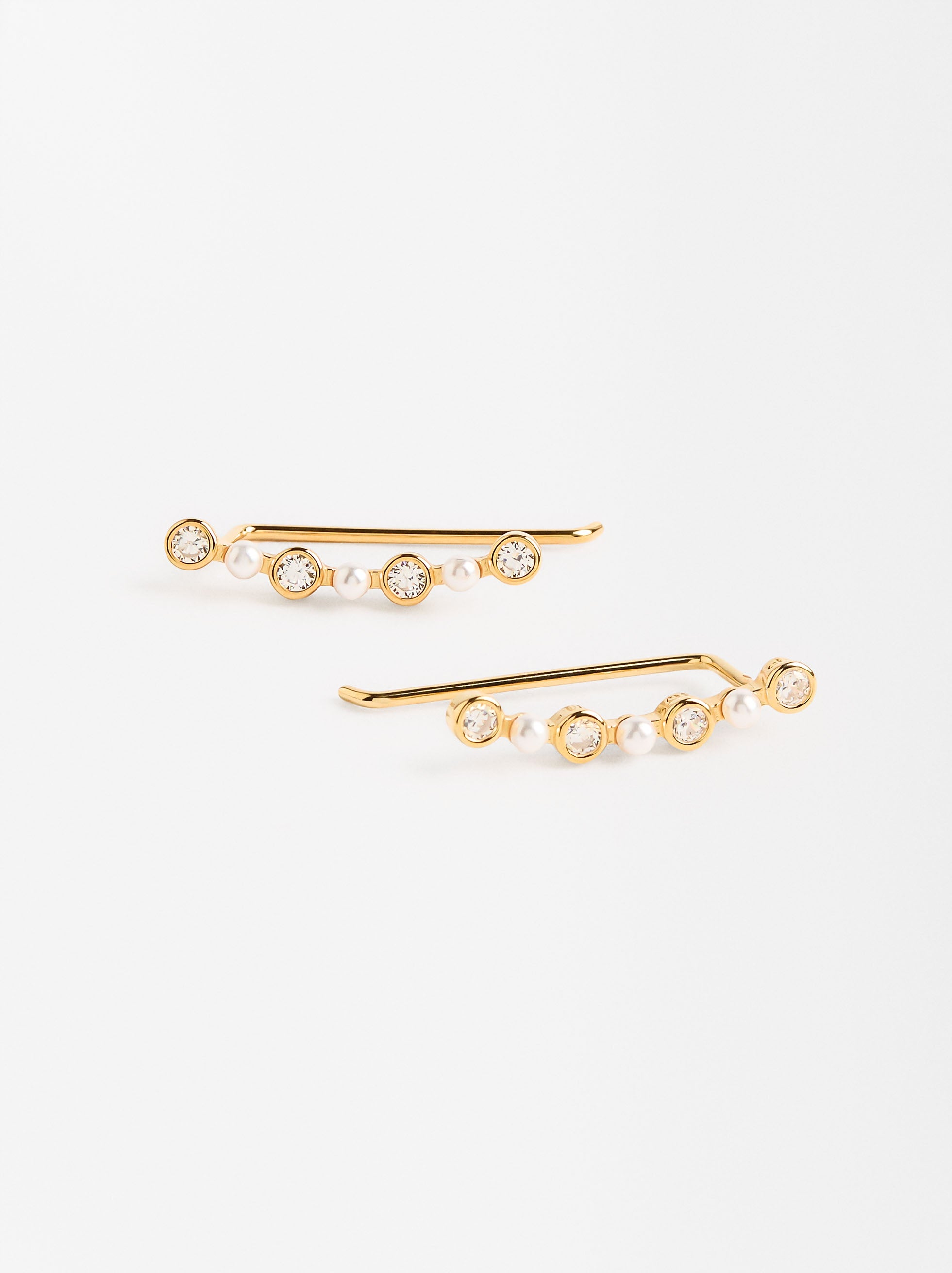 Pendientes Con Circonitas Y Perlas - Plata De Ley 925