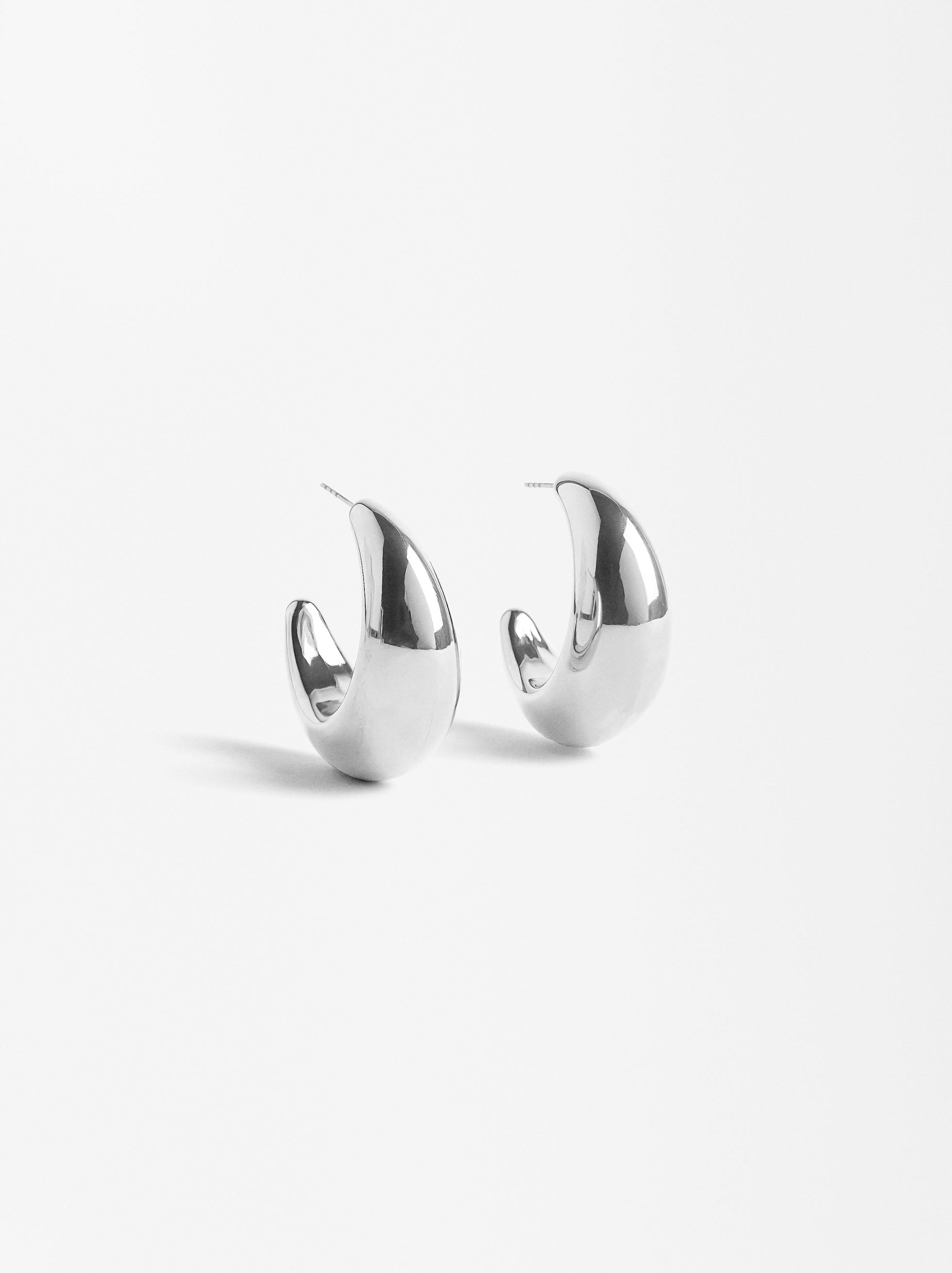 Aros Grandes Plateados - Acero Inoxidable