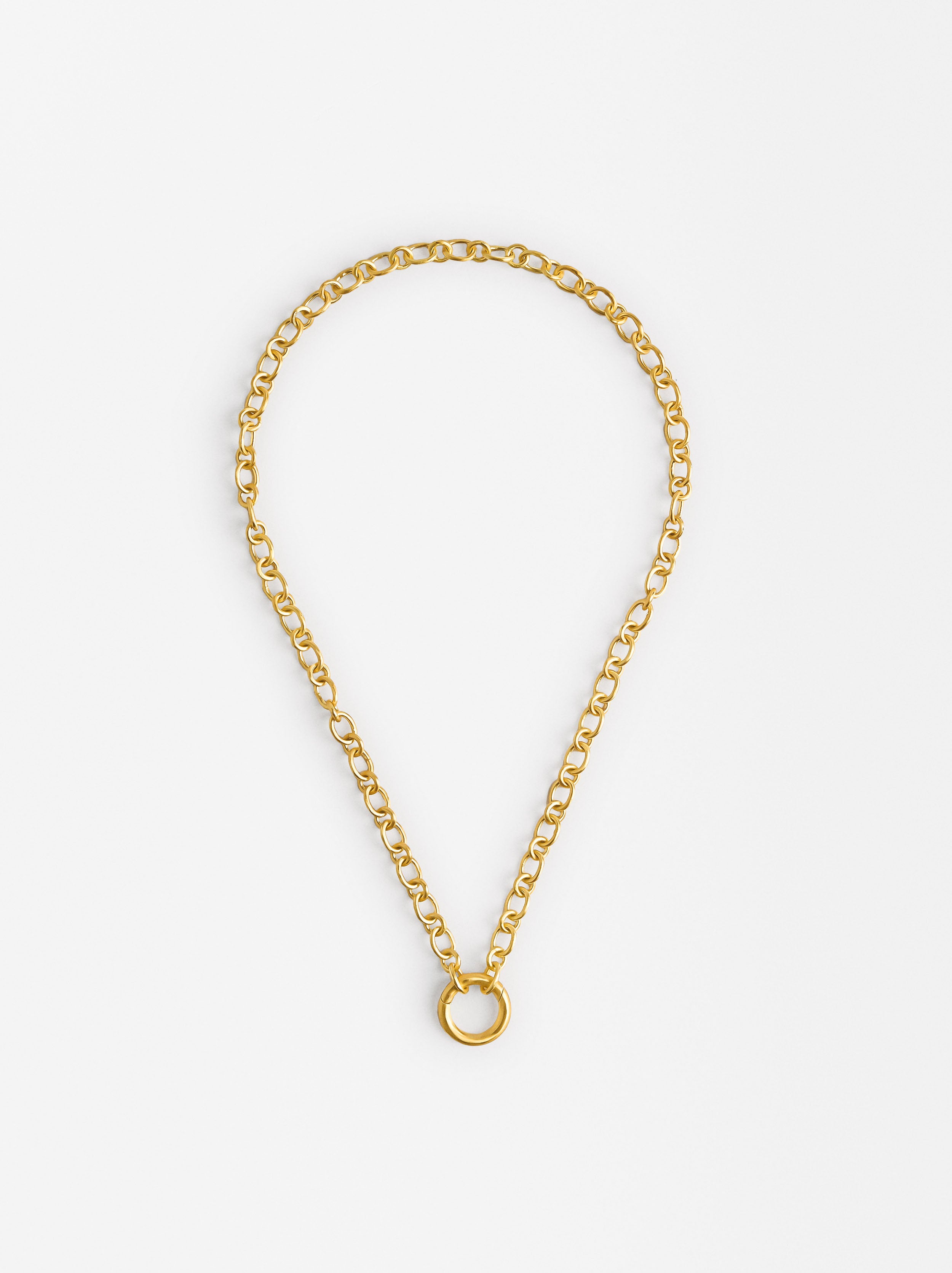 Collar De Eslabones Con Aro Baño De Oro 18k