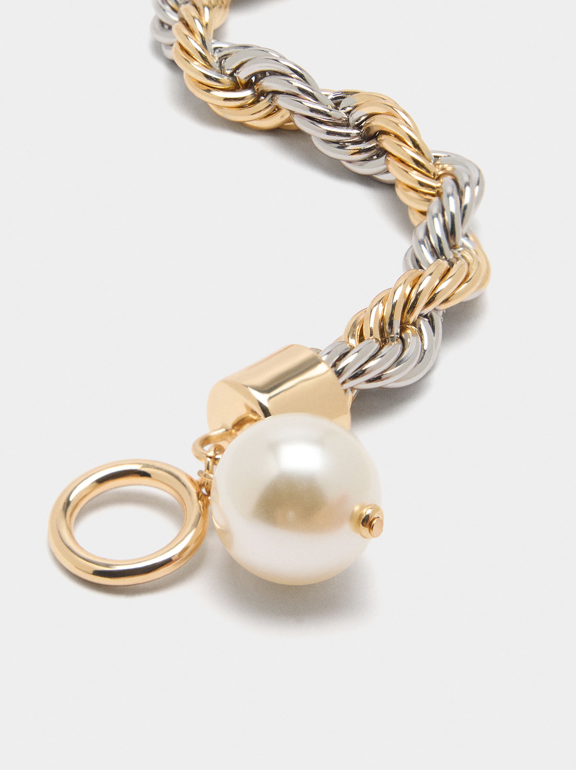 Pulsera De Cordón Salomónico Con Perla