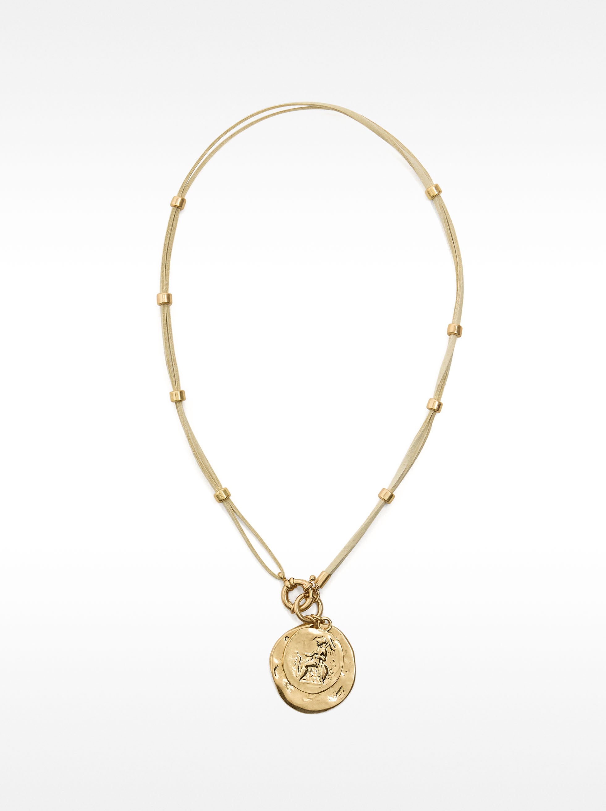 Collar De Piel Con Medallas