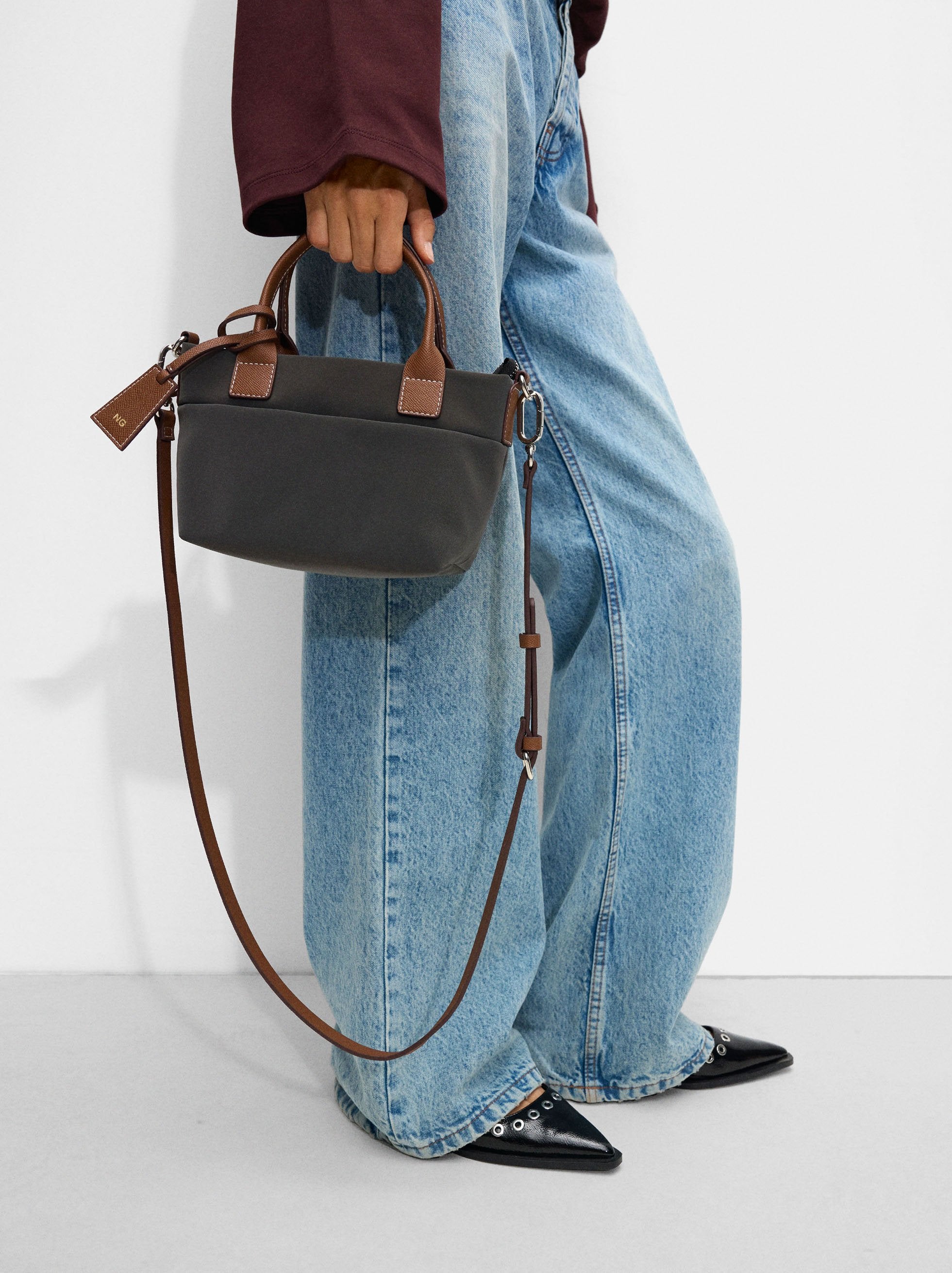 Bolso Tote Con Textura Suave M