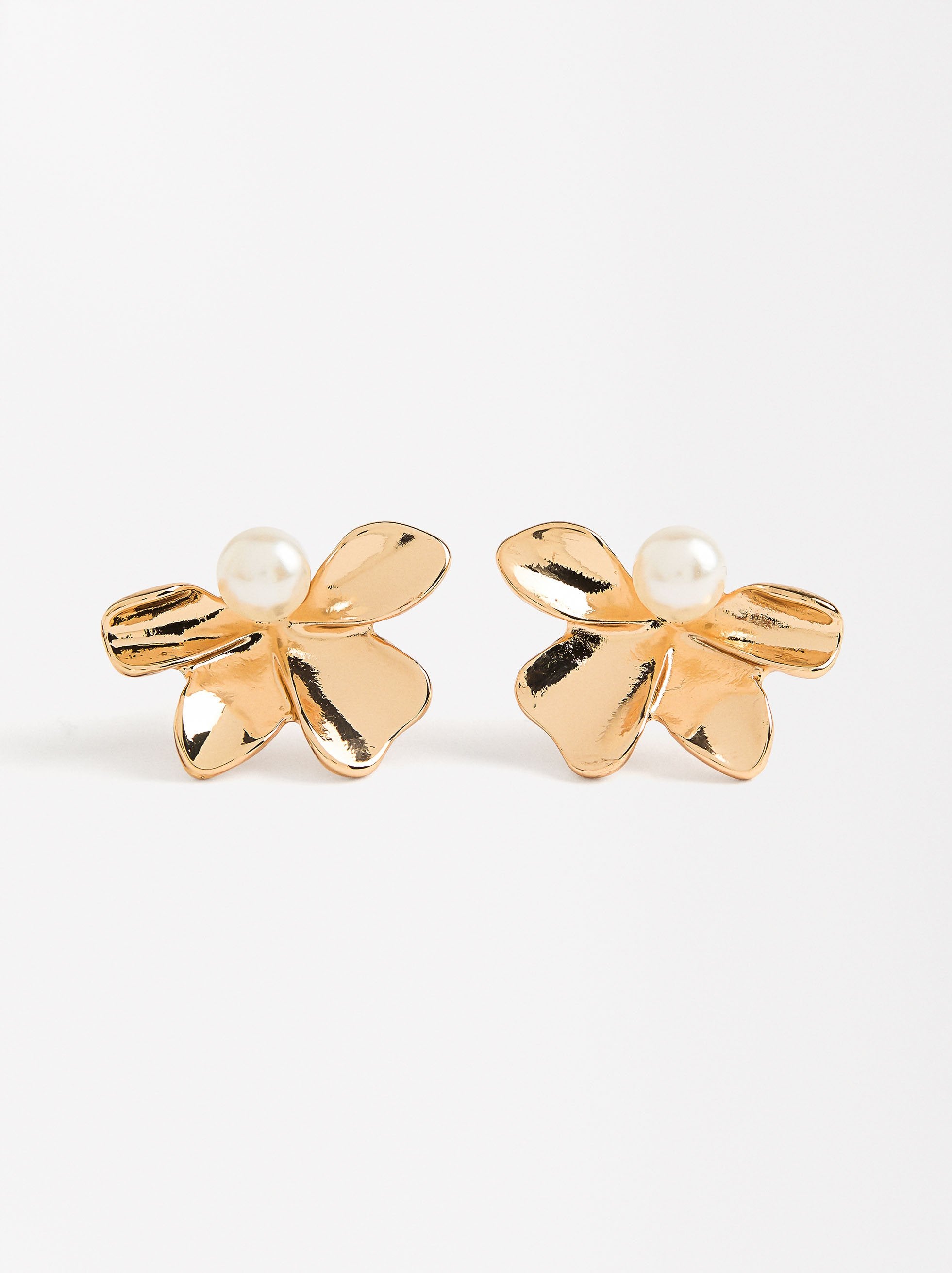 Pendientes De Flores Con Perla