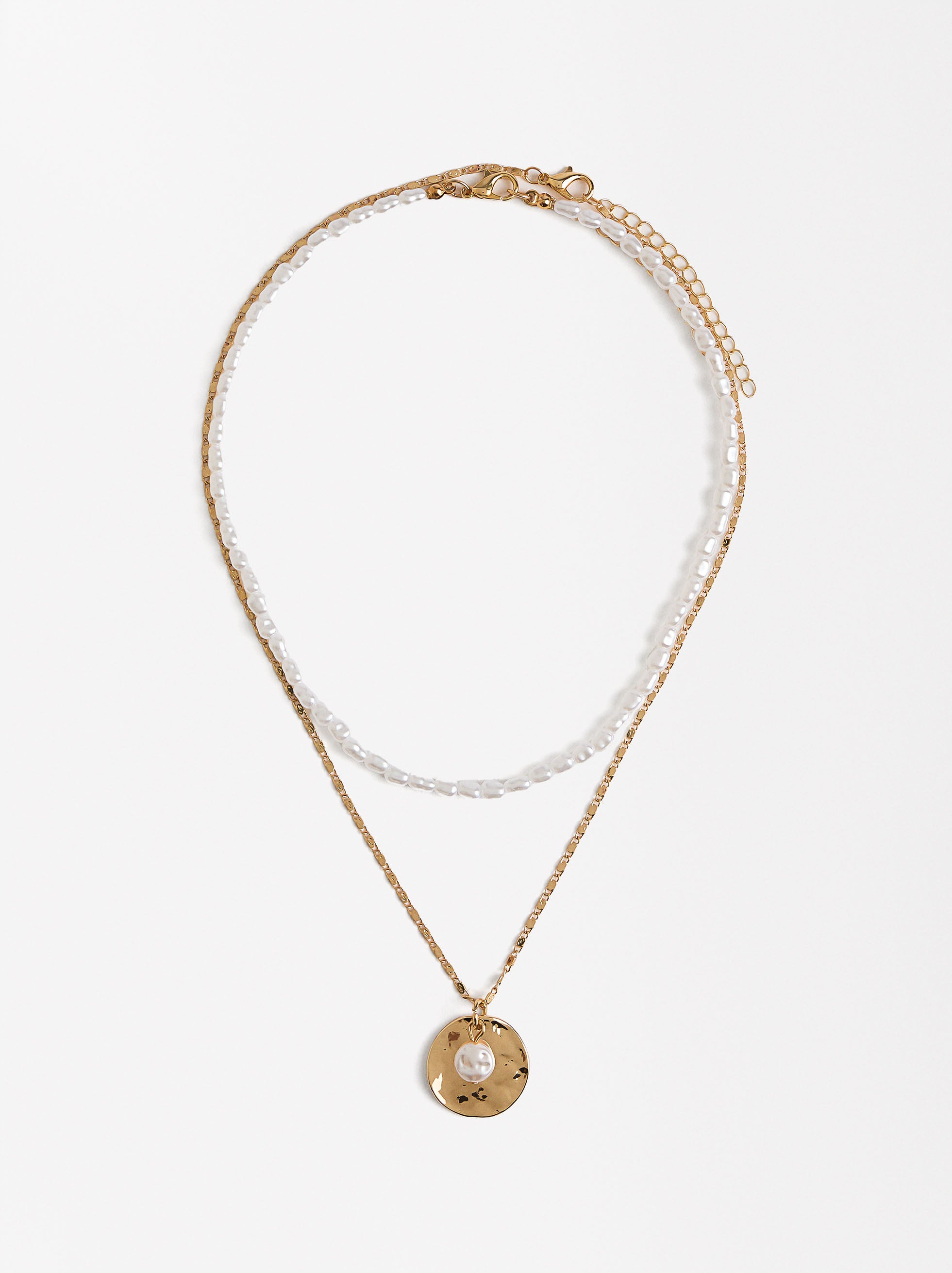 Conjunto De Collares Con Medalla Y Perlas