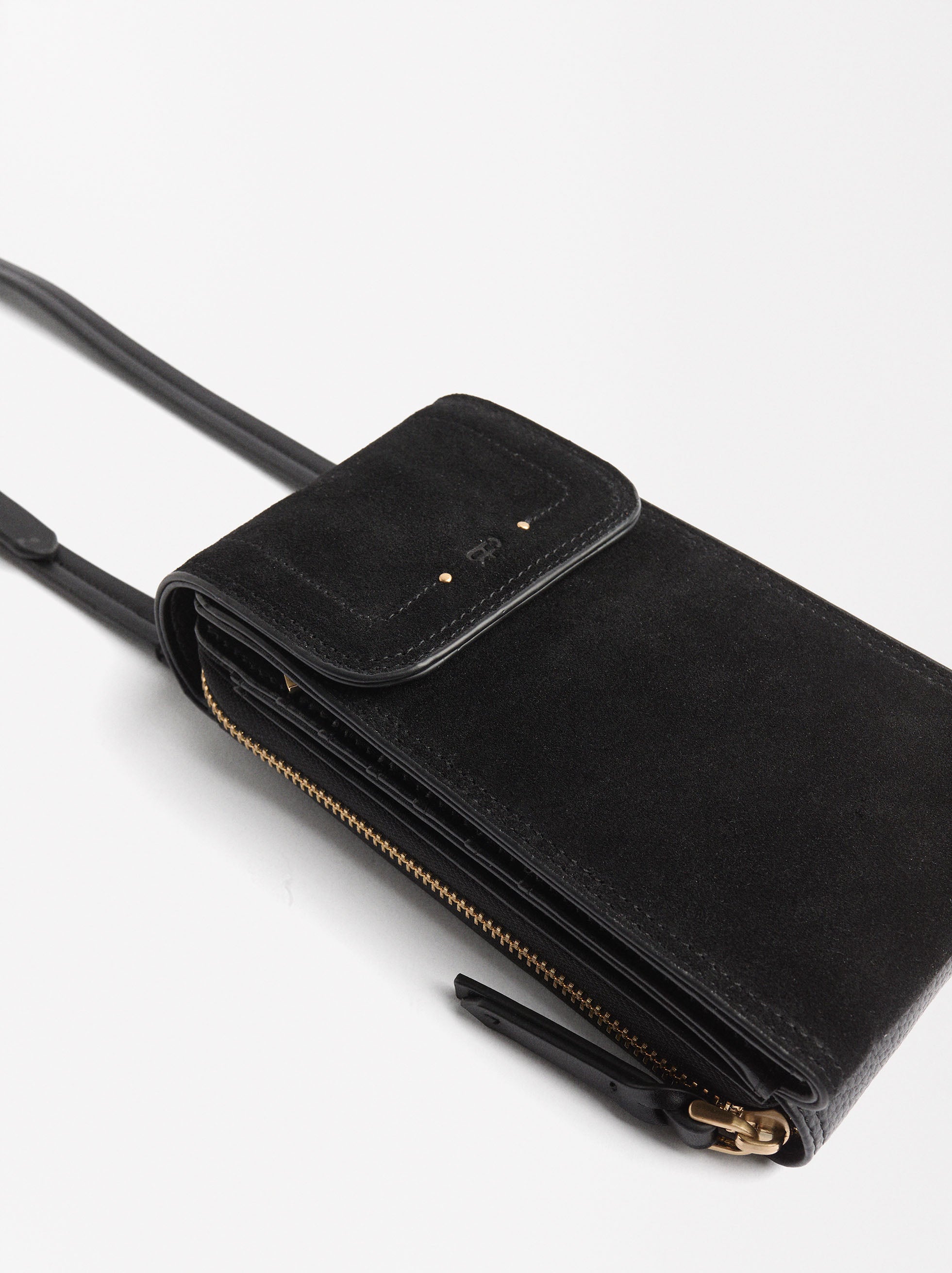 Bolso Para Móvil De Piel Con Cierre De Solapa