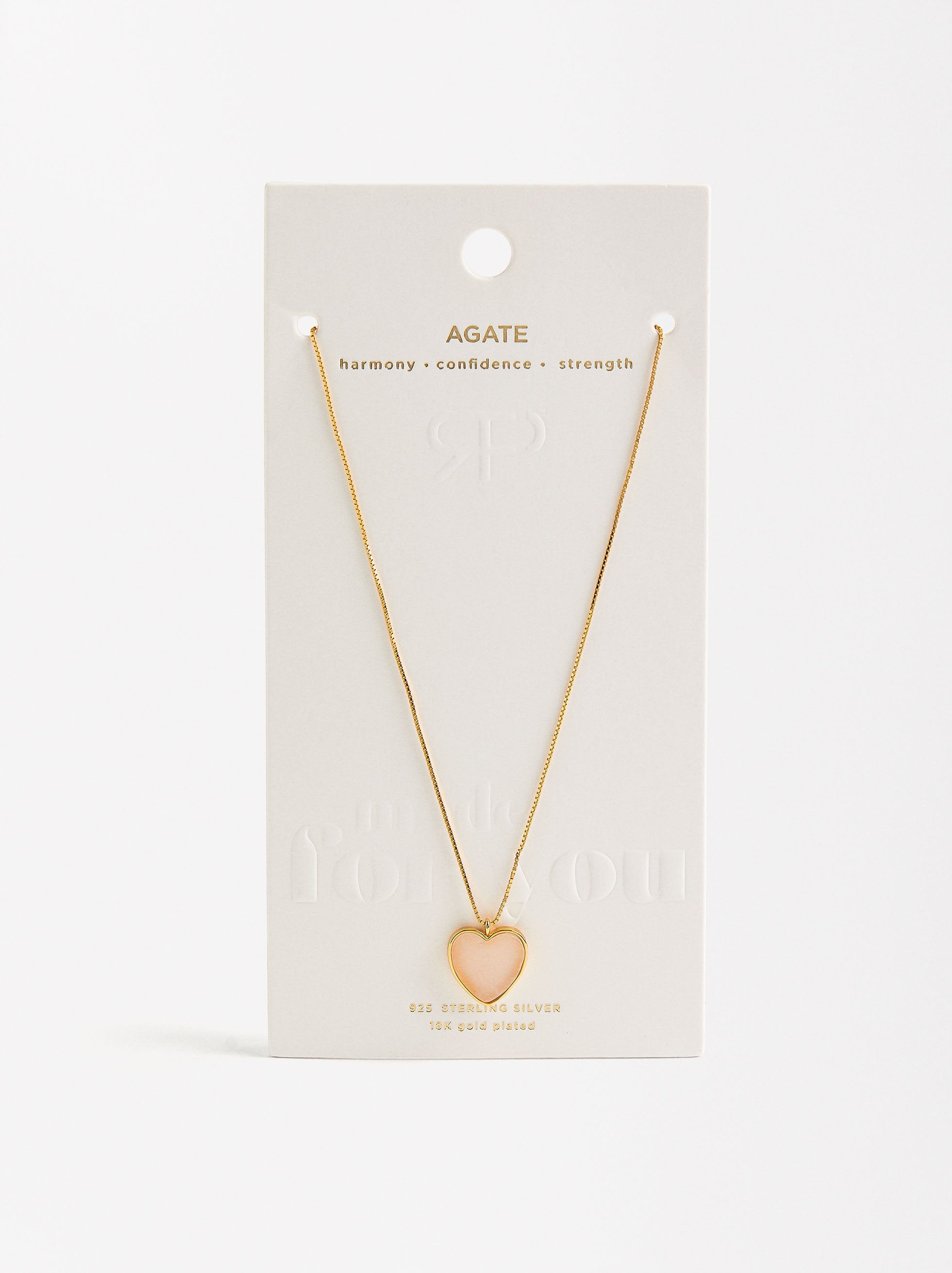 Collar Corto Piedra De Corazón - Plata De Ley 925