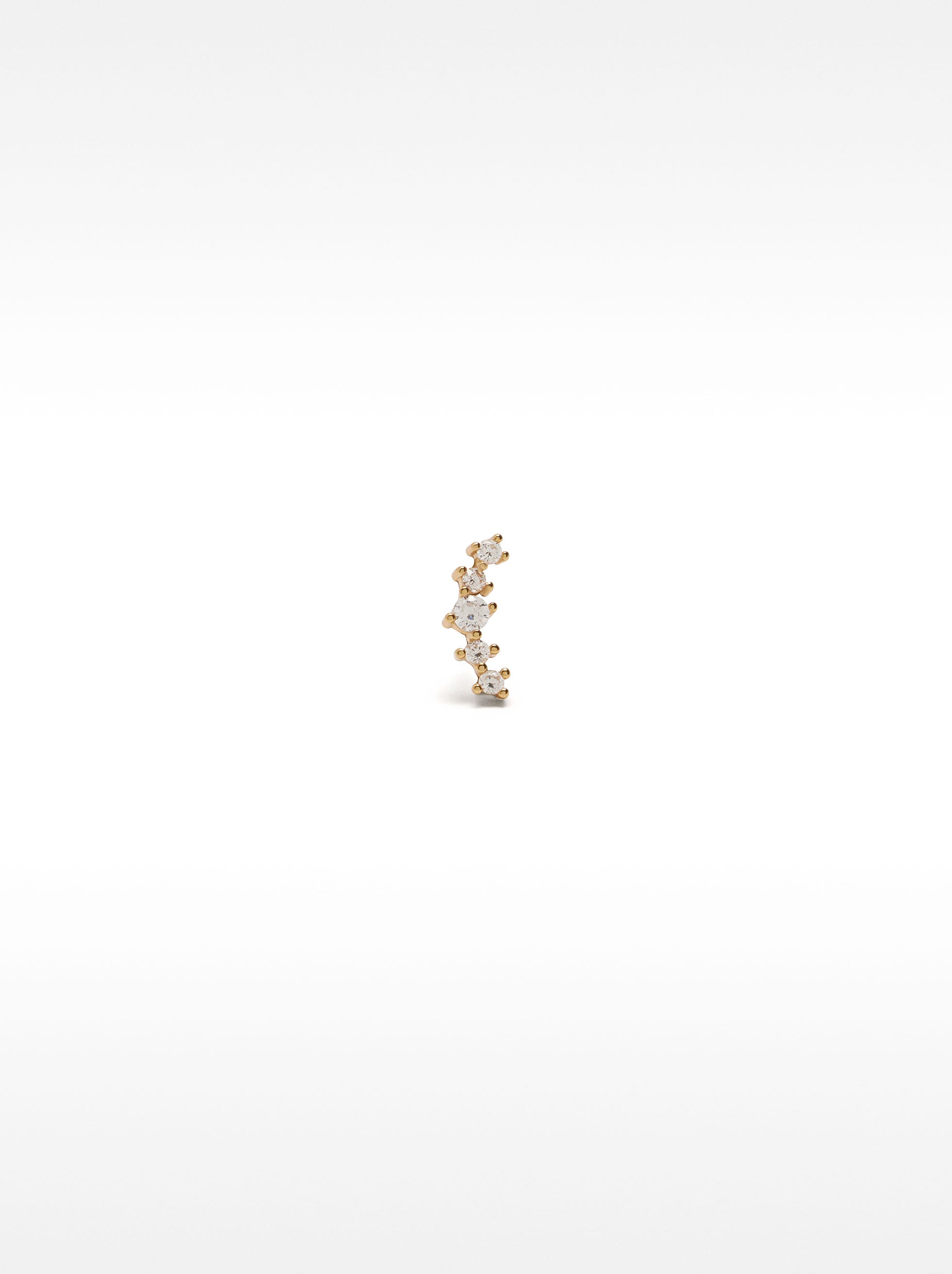 Pendiente Individual Con Circonitas - Plata De Ley 925
