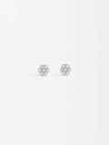 Pendientes Flor Con Circonitas - Plata De Ley 925