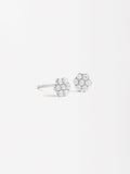Pendientes Flor Con Circonitas - Plata De Ley 925