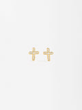 Pendientes Cruz Con Circonitas - Plata De Ley 925