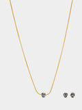 Set Collar Y Pendientes Con Cristales - Acero Inoxidable