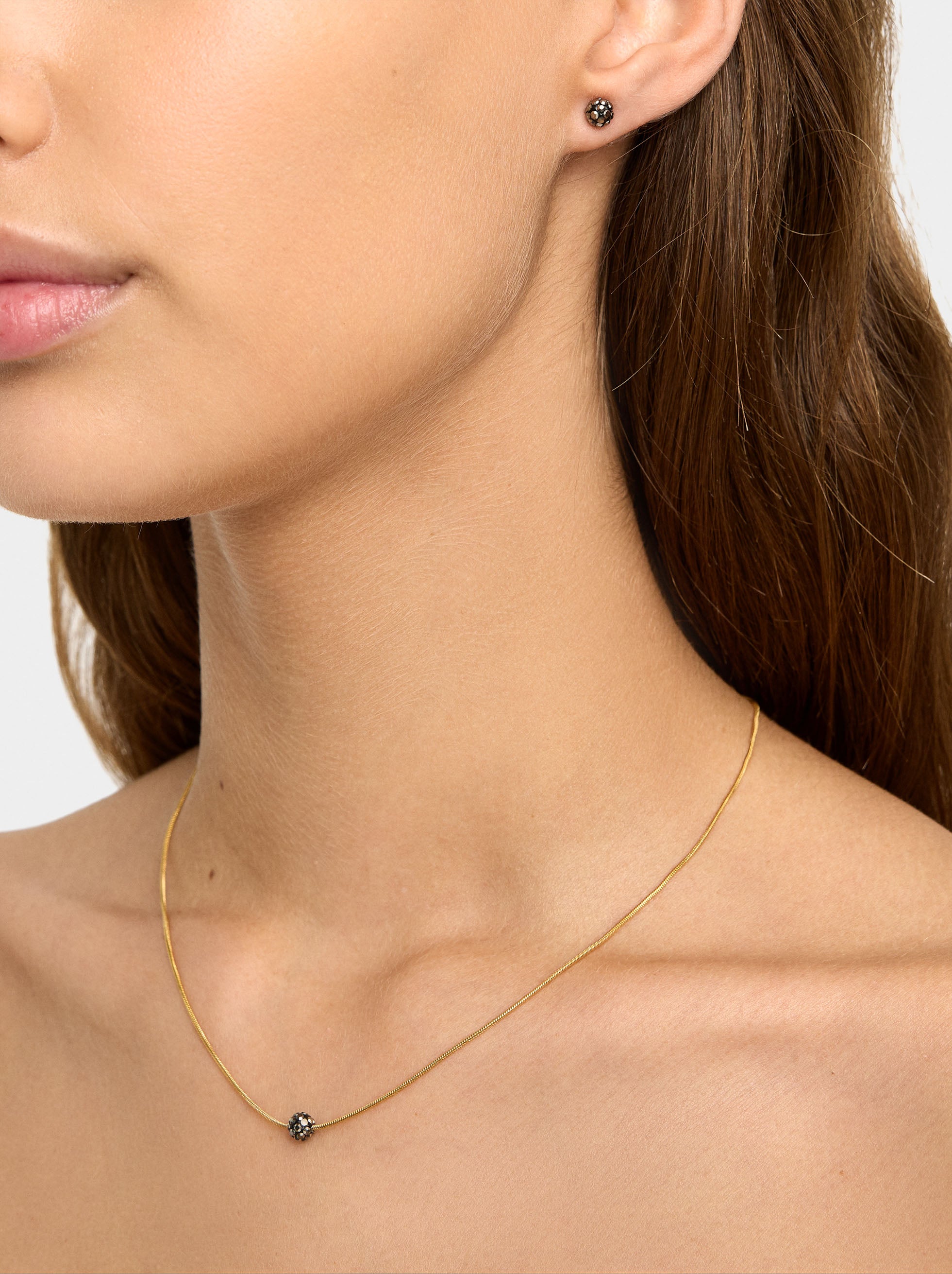 Set Collar Y Pendientes Con Cristales - Acero Inoxidable