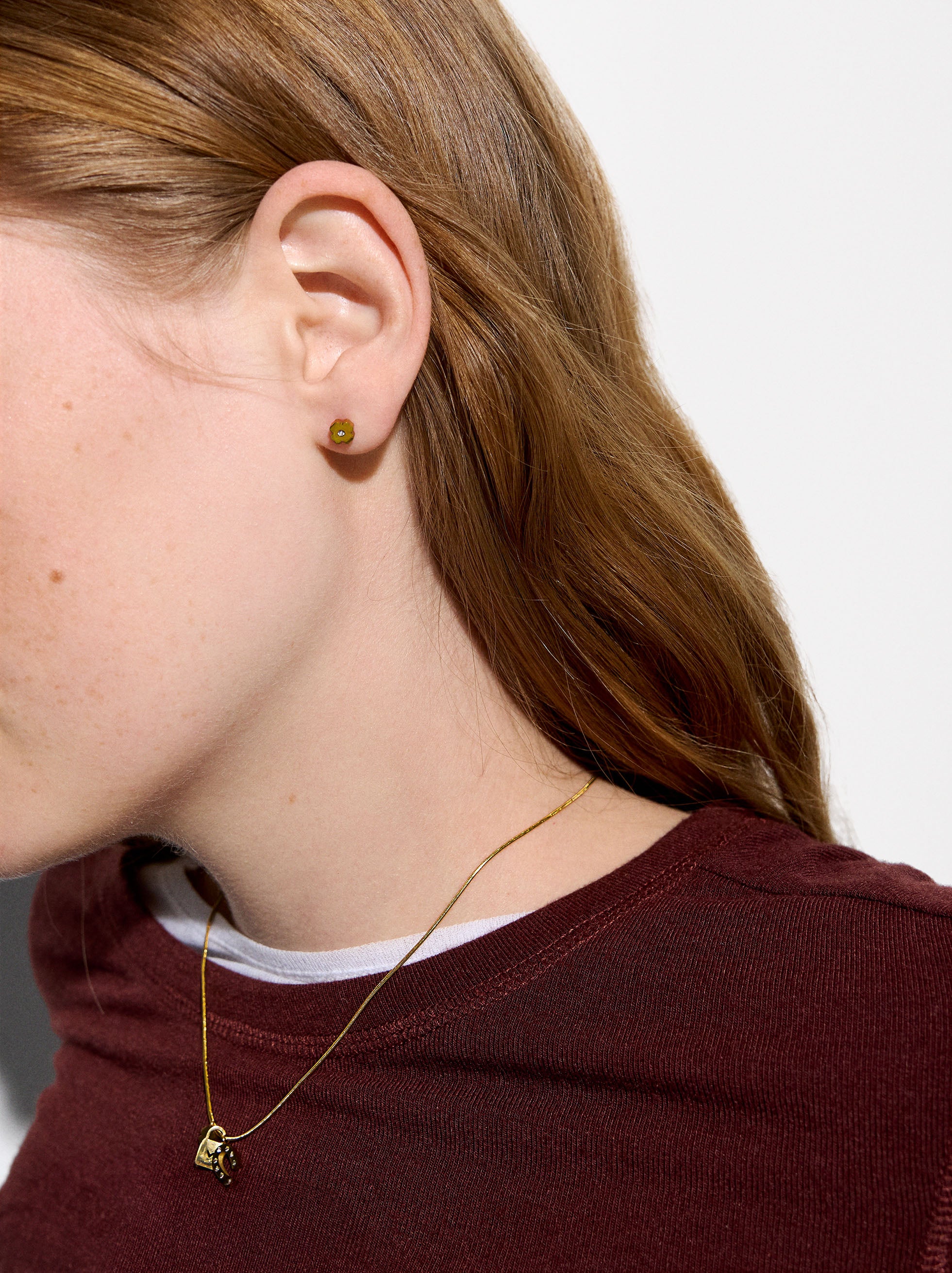 Set  Collar Y Pendientes Con Charms De Cristales - Acero Inoxidable