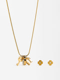 Set  Collar Y Pendientes Con Charms De Cristales - Acero Inoxidable