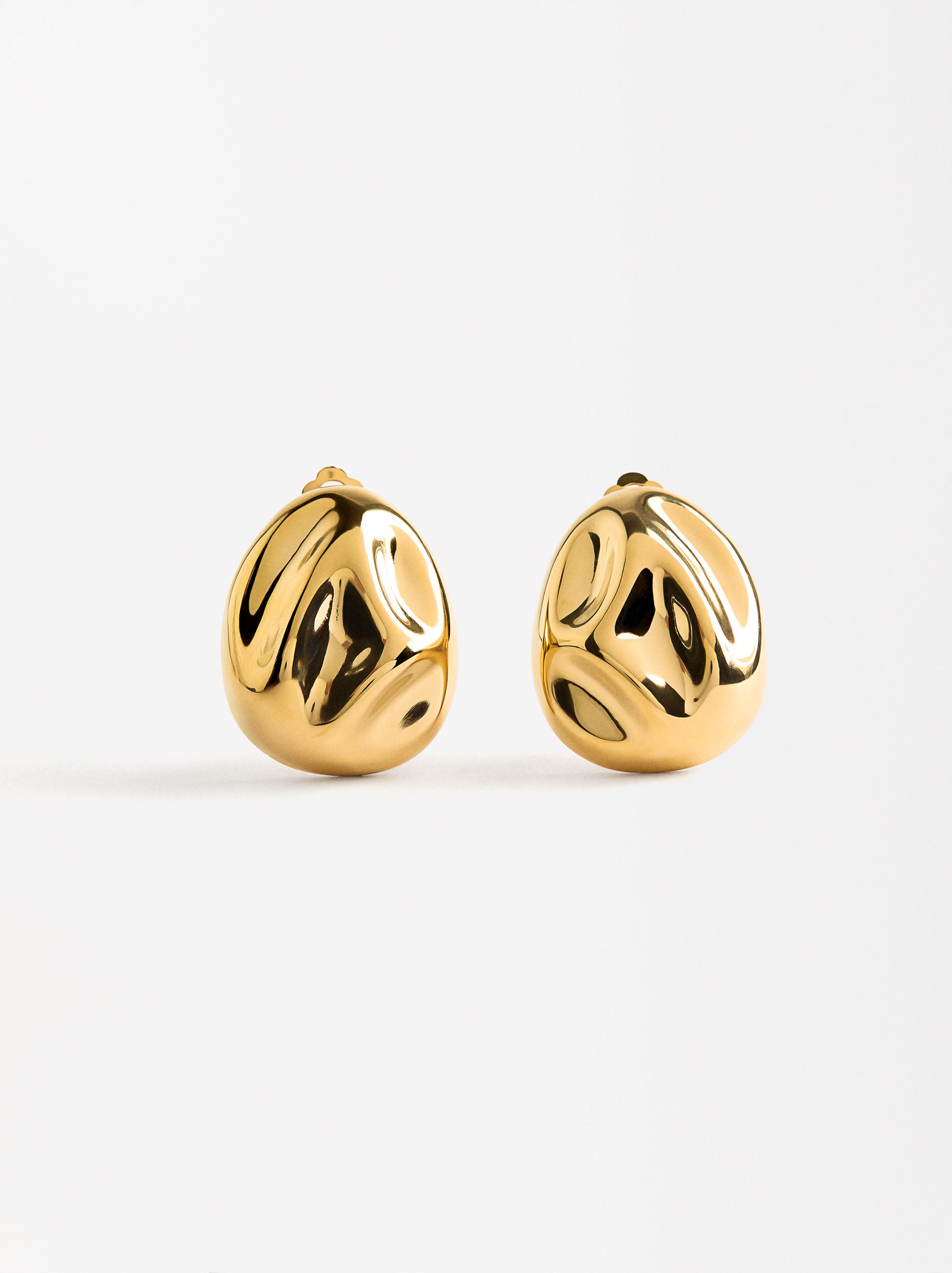 Pendientes Ovalados En Relieve - Acero Inoxidable