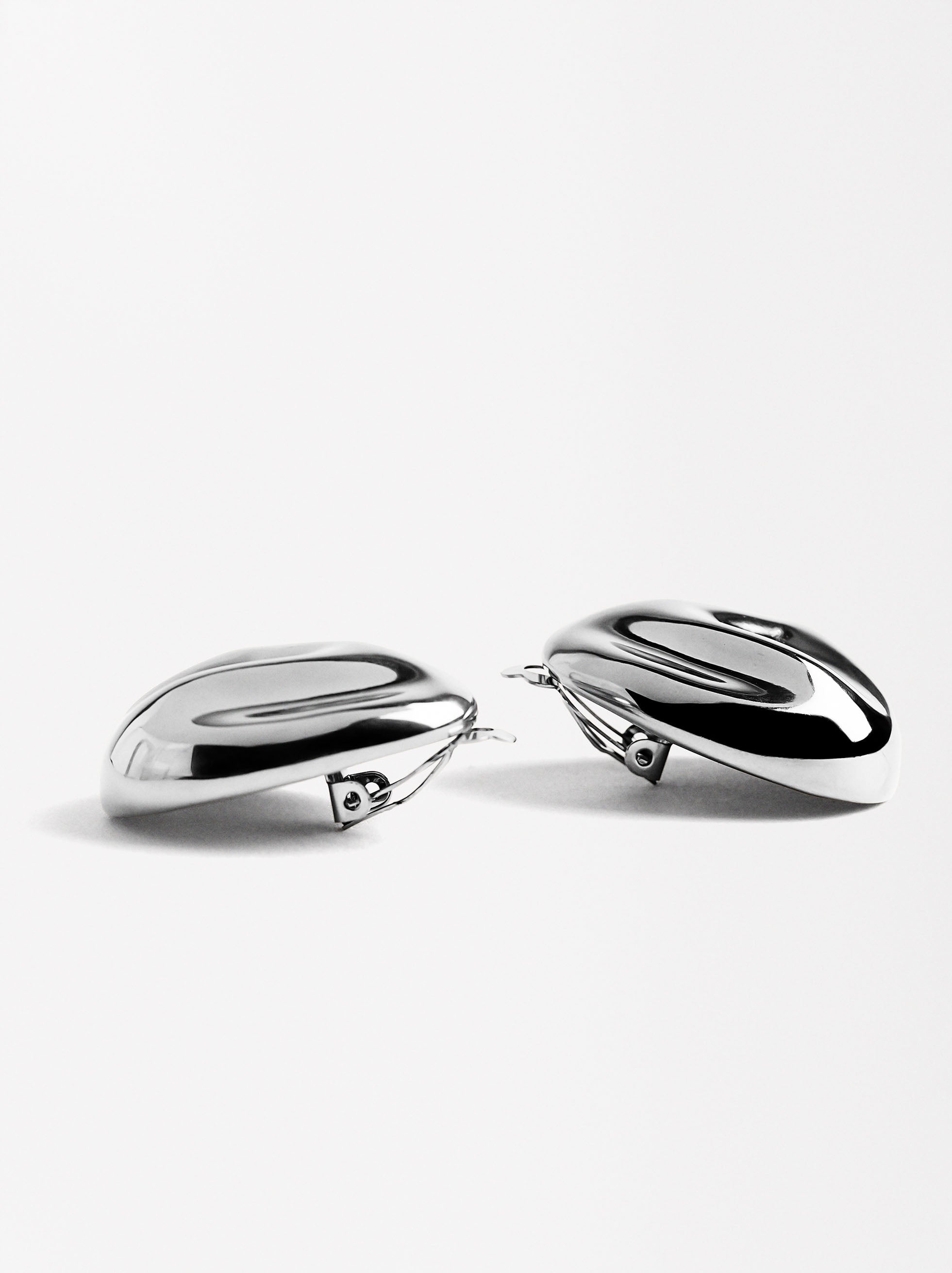 Pendientes Ovalados En Relieve - Acero Inoxidable