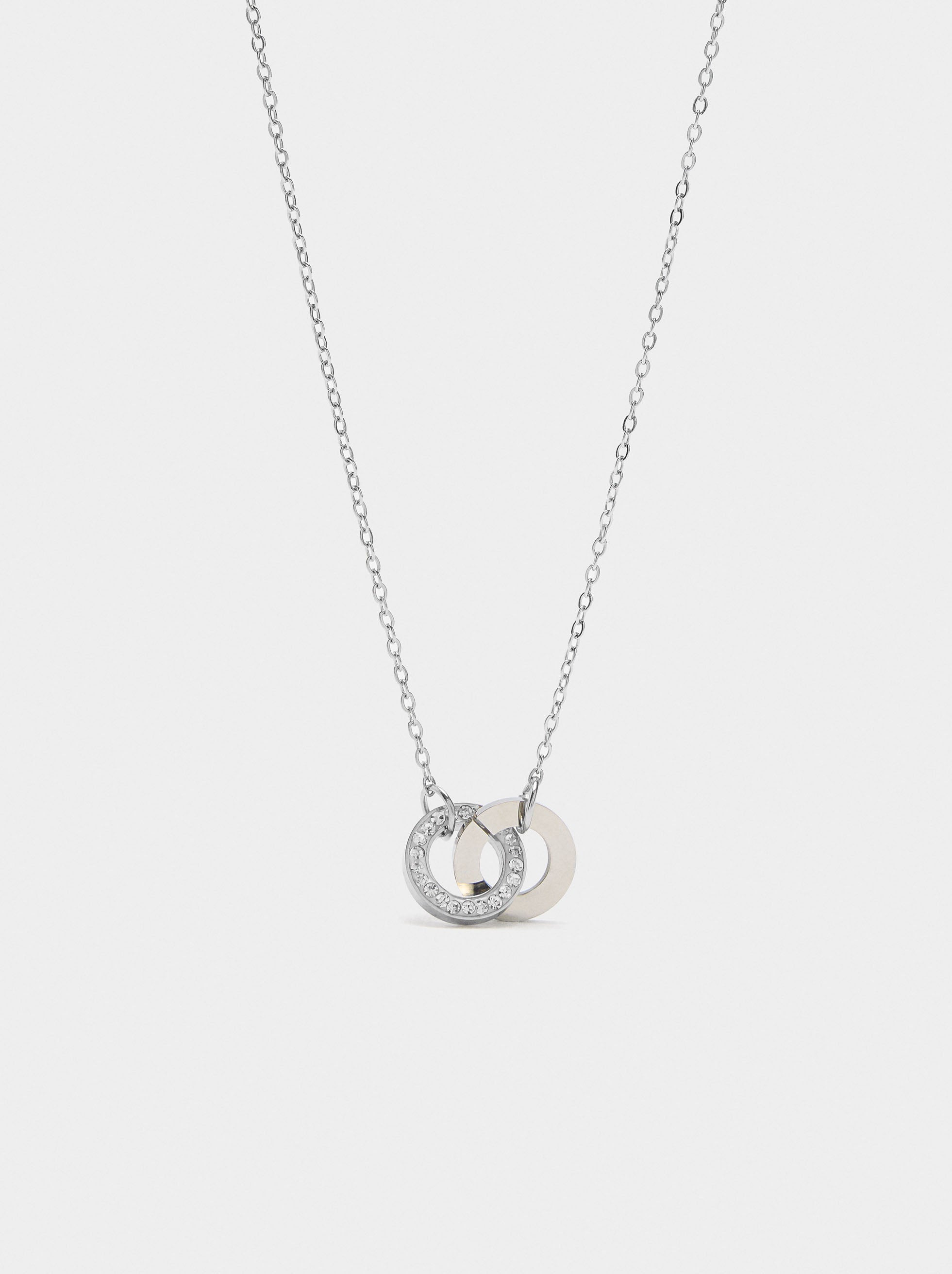 Collar Aro Con Cristales - Acero Inoxidable