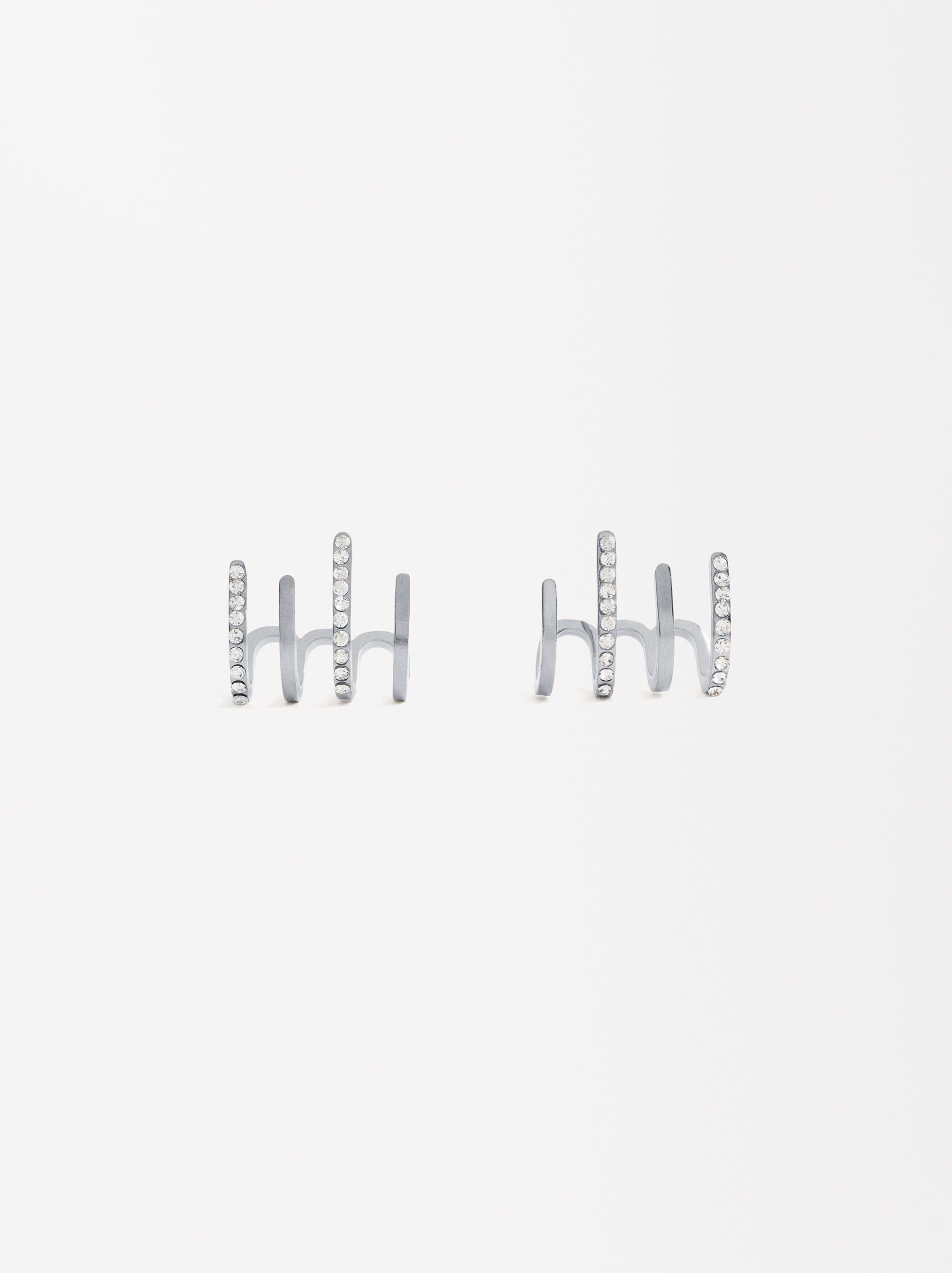 Pendientes Earjack Con Cristales - Acero Inoxidable
