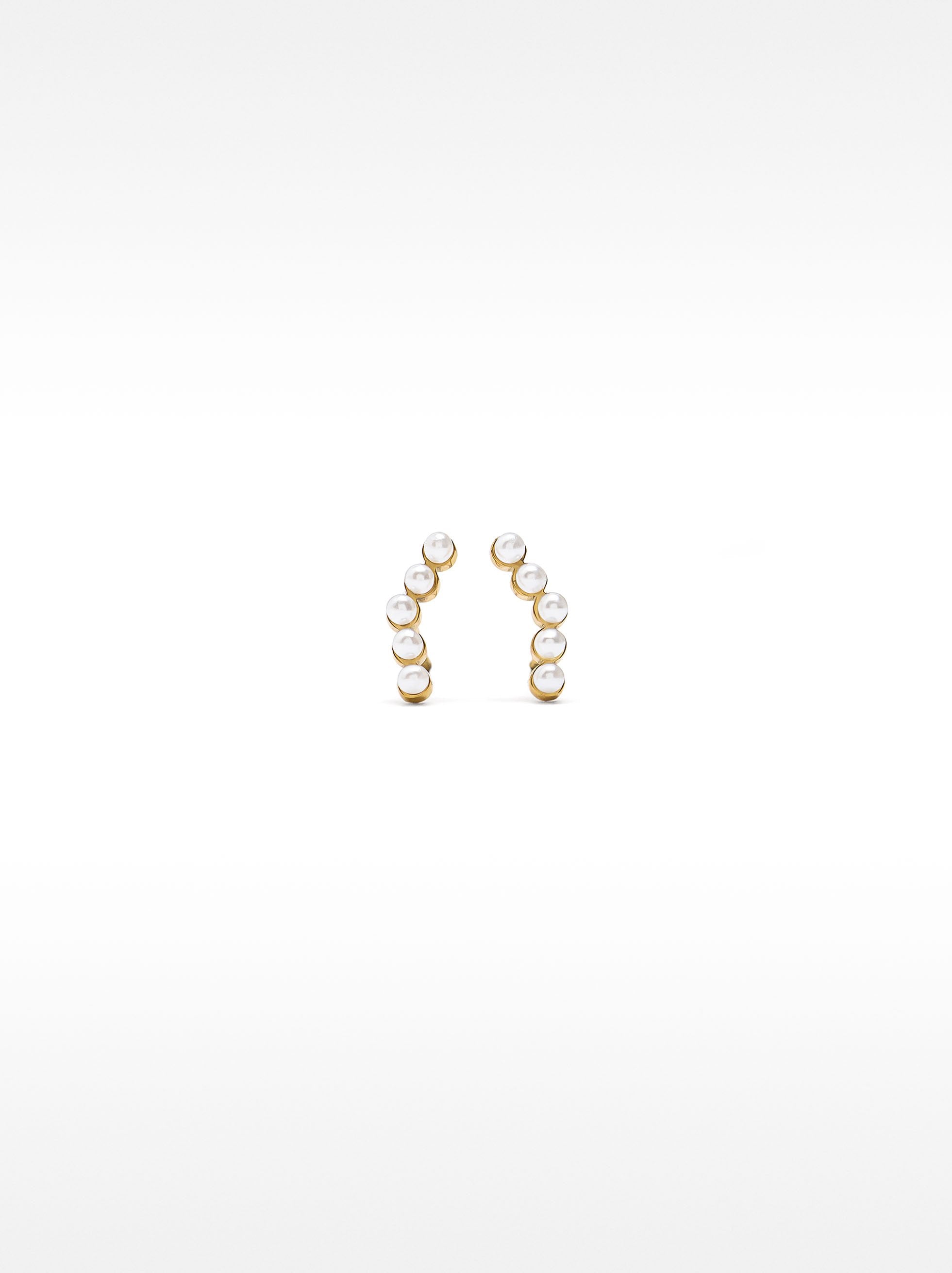 Pendientes Cortos Con Perlas - Acero Inoxidable