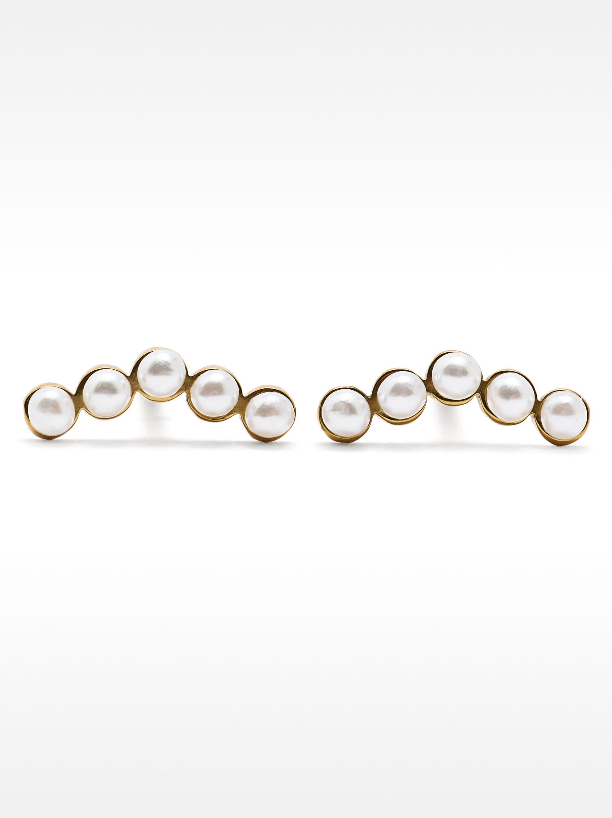 Pendientes Cortos Con Perlas - Acero Inoxidable