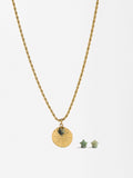 Set De Collar Con Pendientes Piedra - Acero Inoxidable