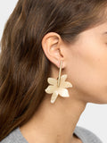 Pendientes Largos Con Flor Perlada
