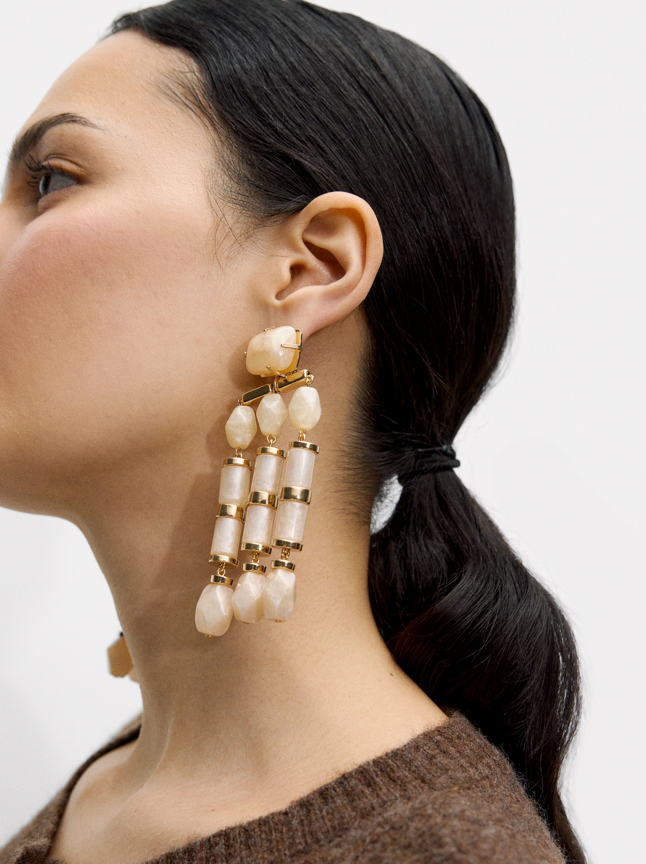 Pendientes Largos Efecto Piedra