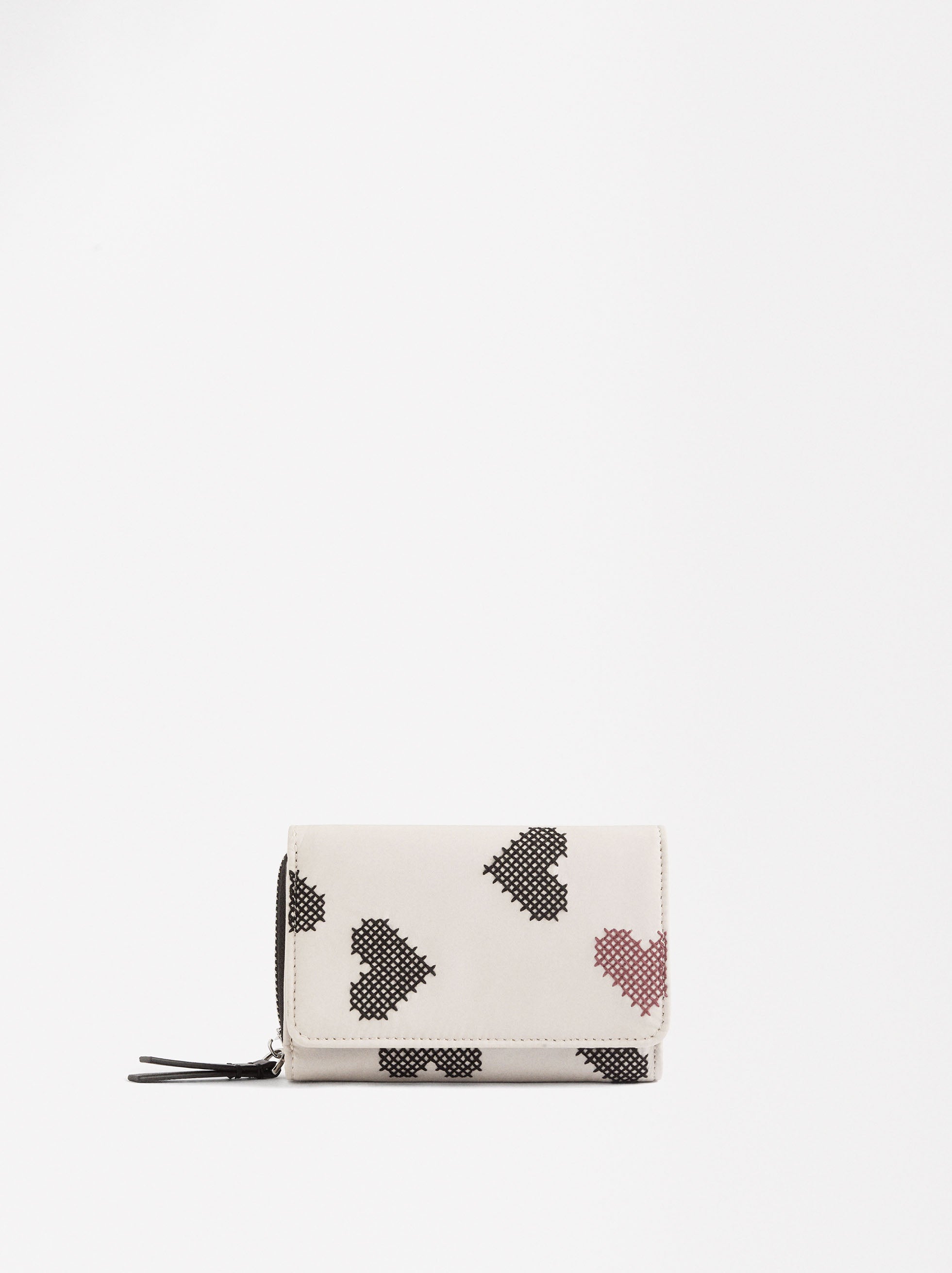 Cartera De Nylon Bordado Corazones