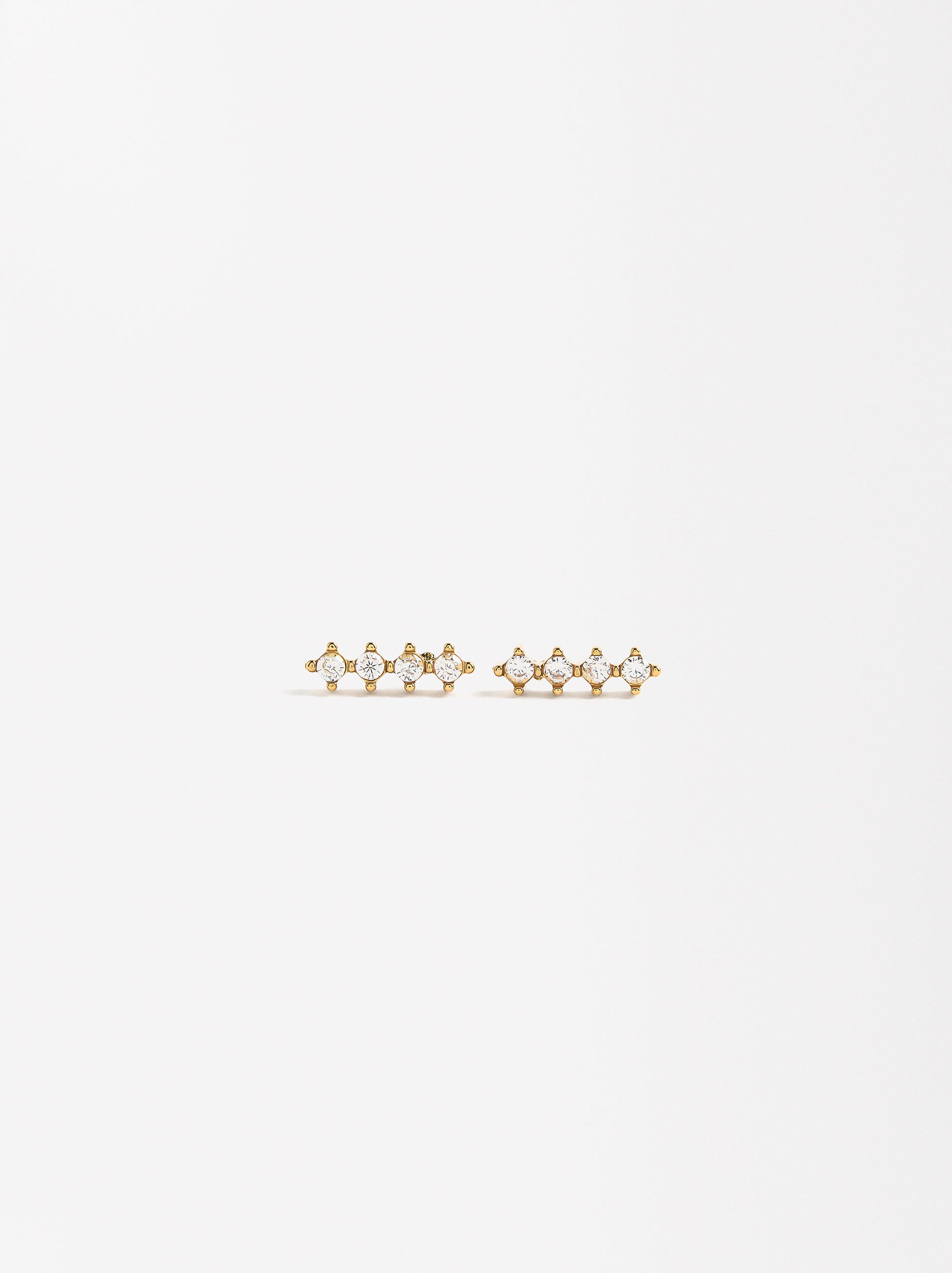 Pendientes Cortos Con Cristales - Acero Inoxidable