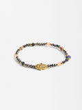 Pulsera Elástica Con Piedras Y Cristales - Acero Inoxidable