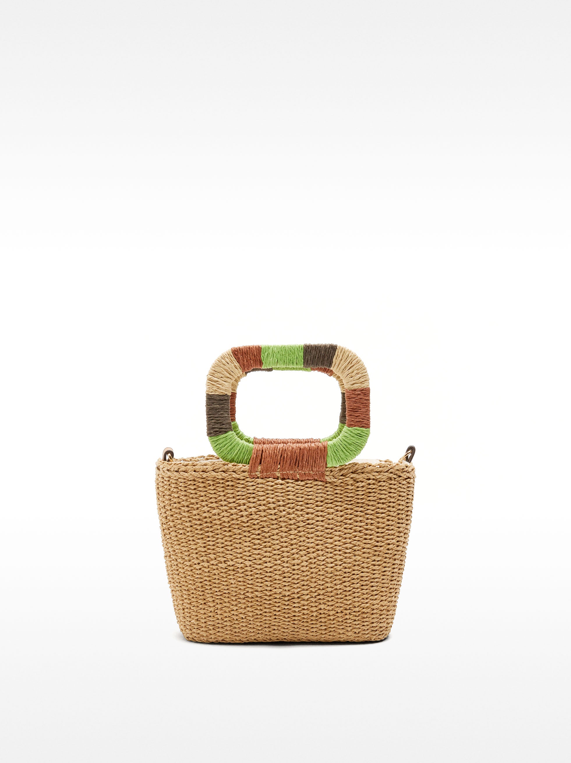 Bolso Tote Con Efecto Rafia Y Asa Multicolor